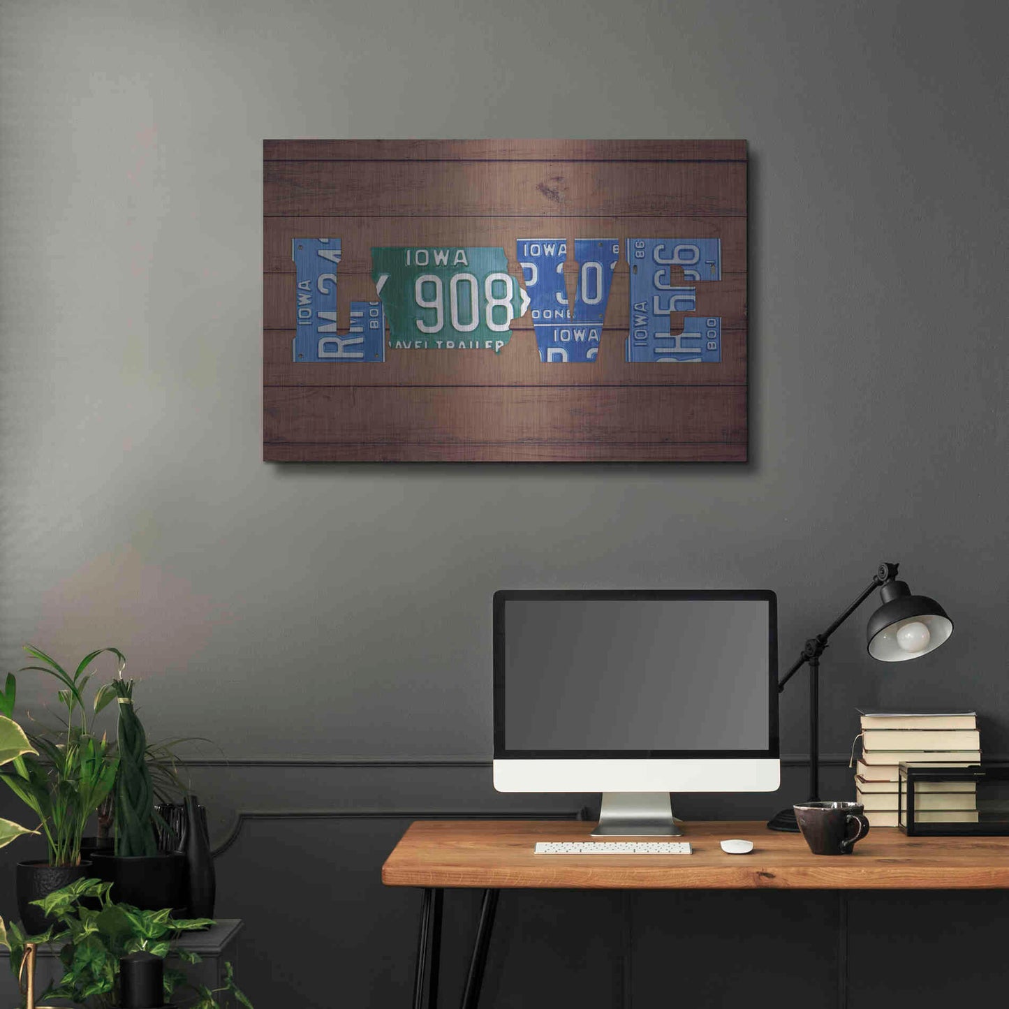 Luxe Metal Art 'IA State Love' by Design Turnpike, Metal Wall Art,36x24