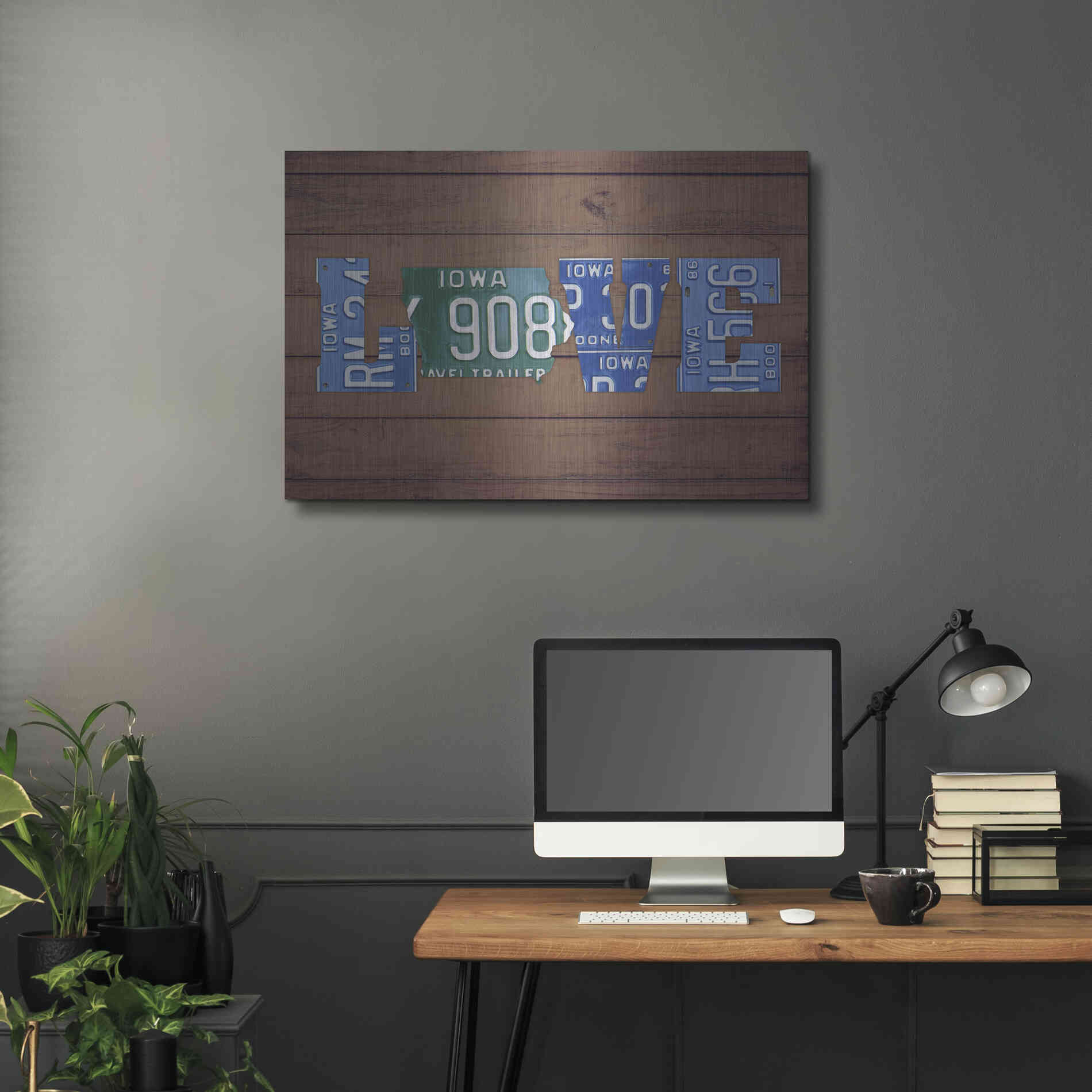 Luxe Metal Art 'IA State Love' by Design Turnpike, Metal Wall Art,36x24