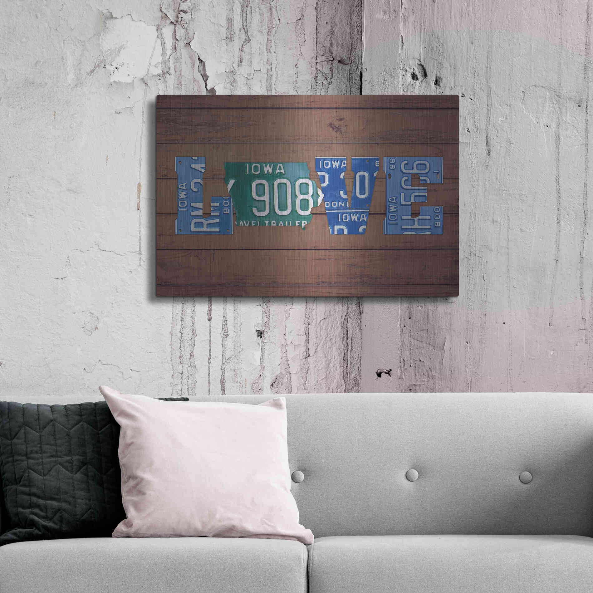Luxe Metal Art 'IA State Love' by Design Turnpike, Metal Wall Art,36x24