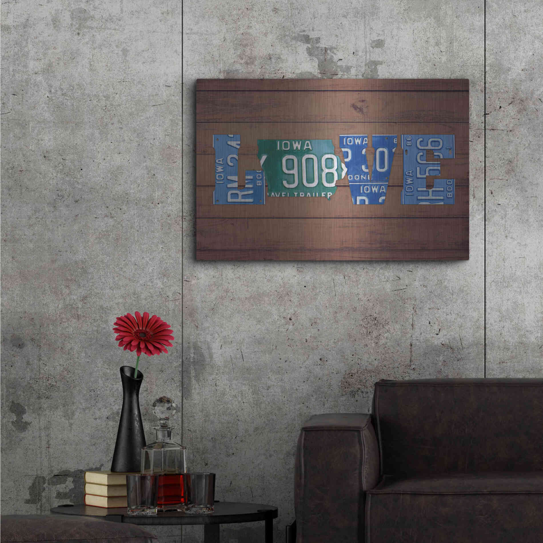 Luxe Metal Art 'IA State Love' by Design Turnpike, Metal Wall Art,36x24