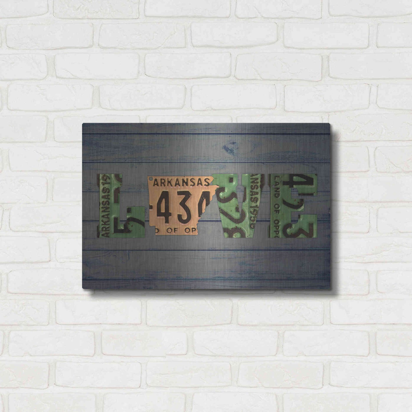 Luxe Metal Art 'AR State Love 2' by Design Turnpike, Metal Wall Art,24x16