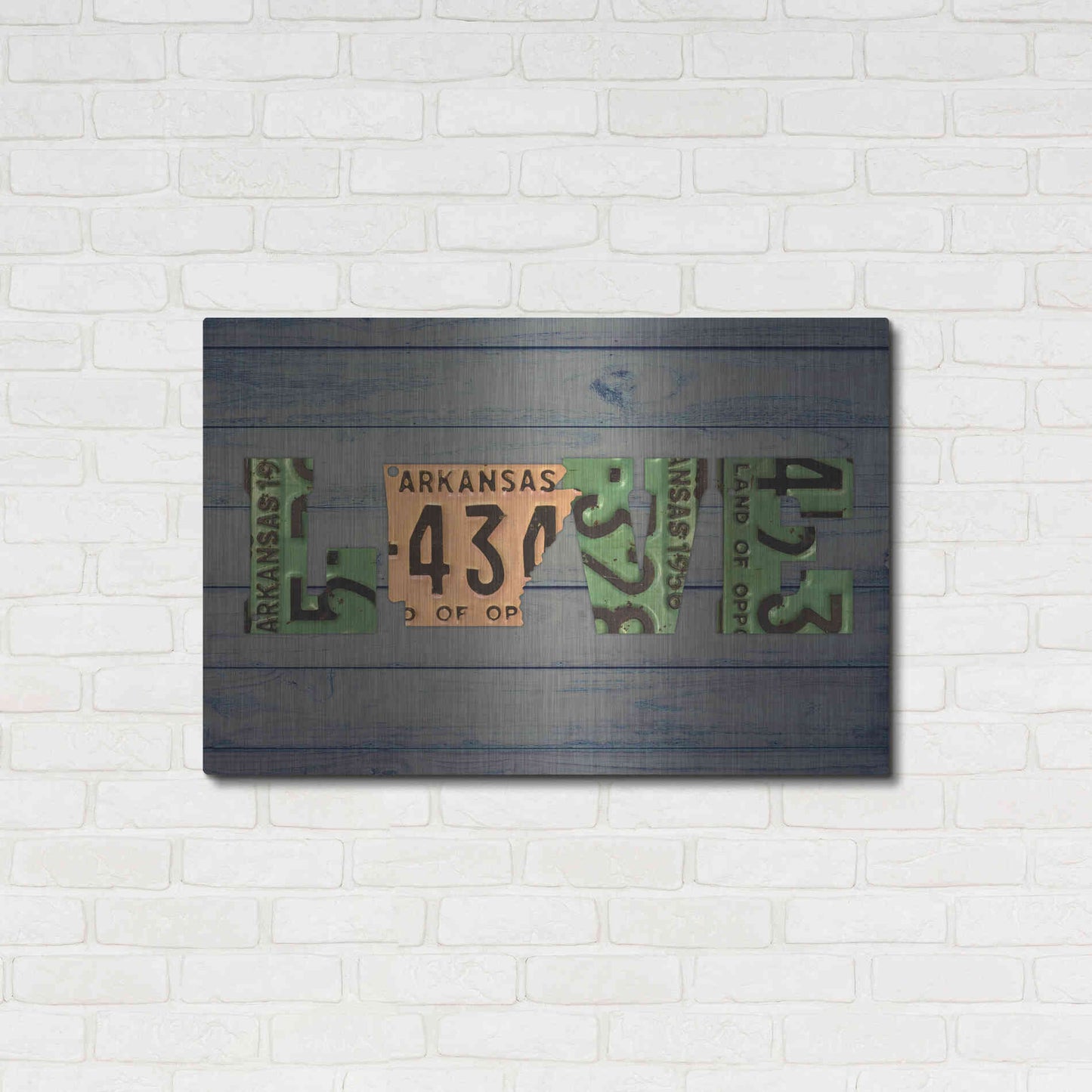 Luxe Metal Art 'AR State Love 2' by Design Turnpike, Metal Wall Art,36x24