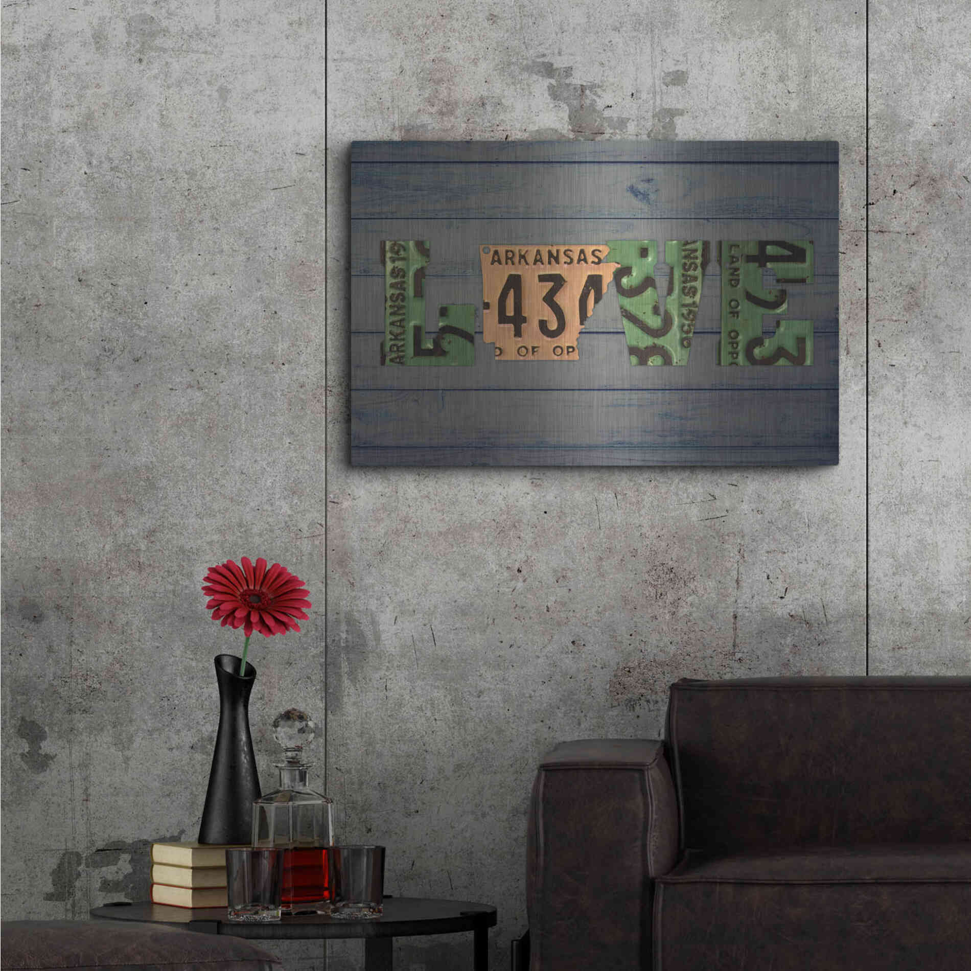 Luxe Metal Art 'AR State Love 2' by Design Turnpike, Metal Wall Art,36x24