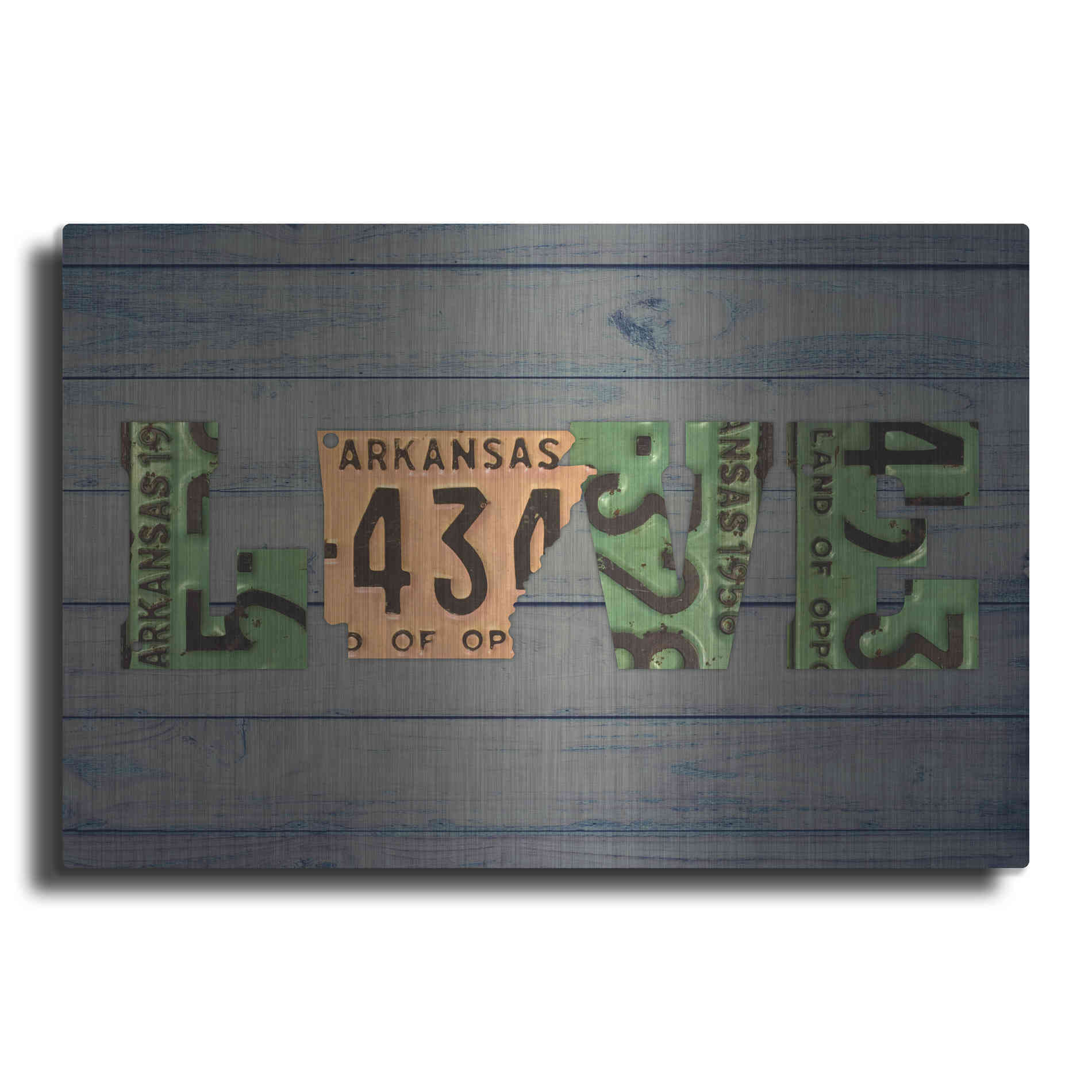 Luxe Metal Art 'AR State Love 2' by Design Turnpike, Metal Wall Art