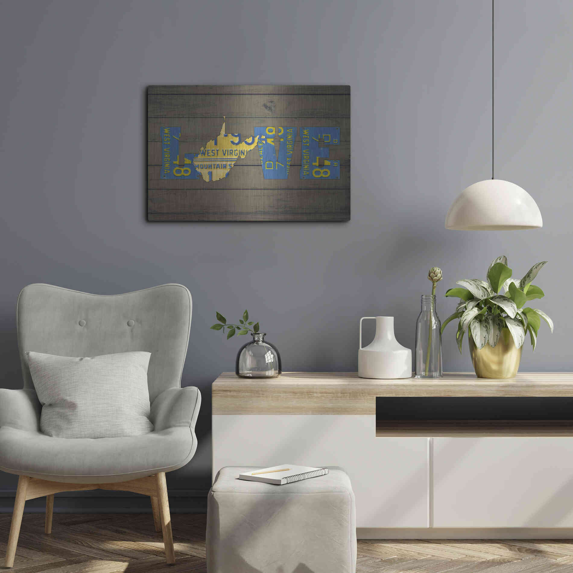 Luxe Metal Art 'WV State Love' by Design Turnpike, Metal Wall Art,24x16