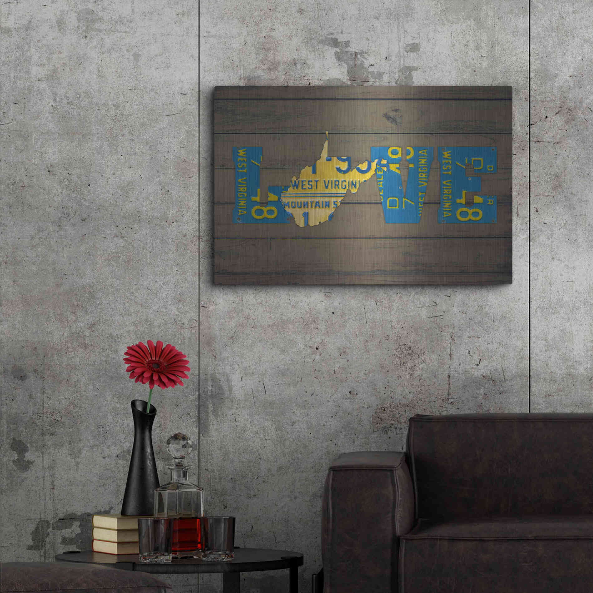 Luxe Metal Art 'WV State Love' by Design Turnpike, Metal Wall Art,36x24