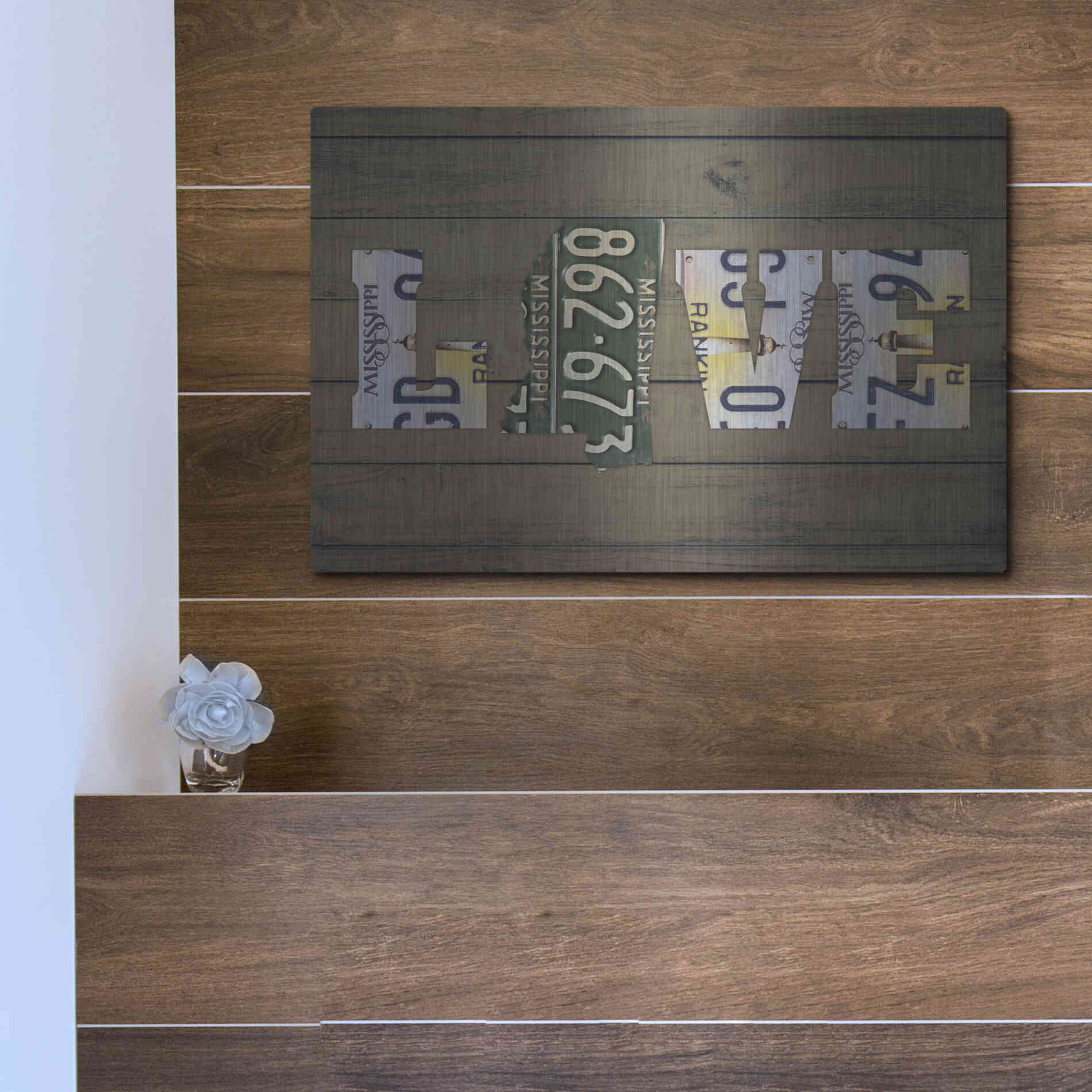 Luxe Metal Art 'MS State Love' by Design Turnpike, Metal Wall Art,16x12