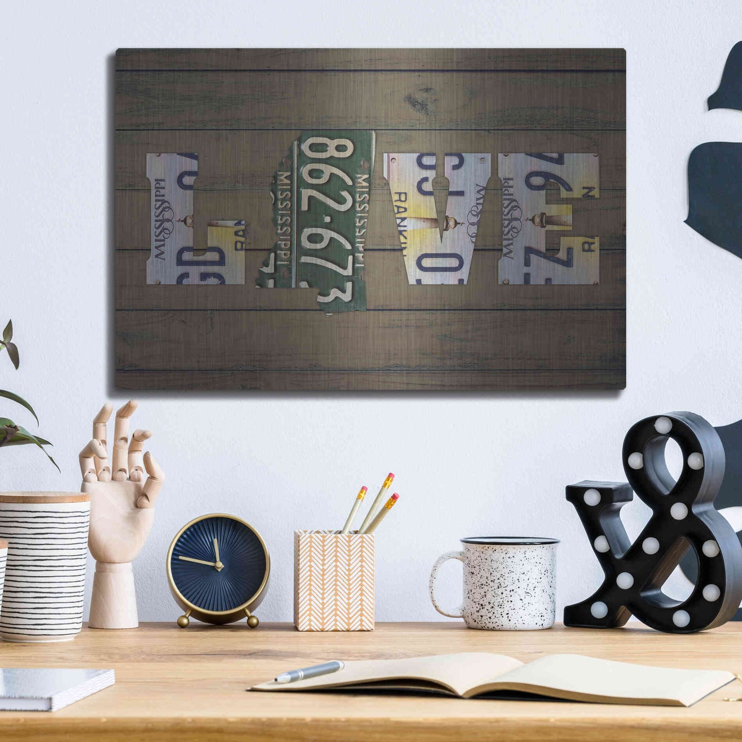 Luxe Metal Art 'MS State Love' by Design Turnpike, Metal Wall Art,16x12