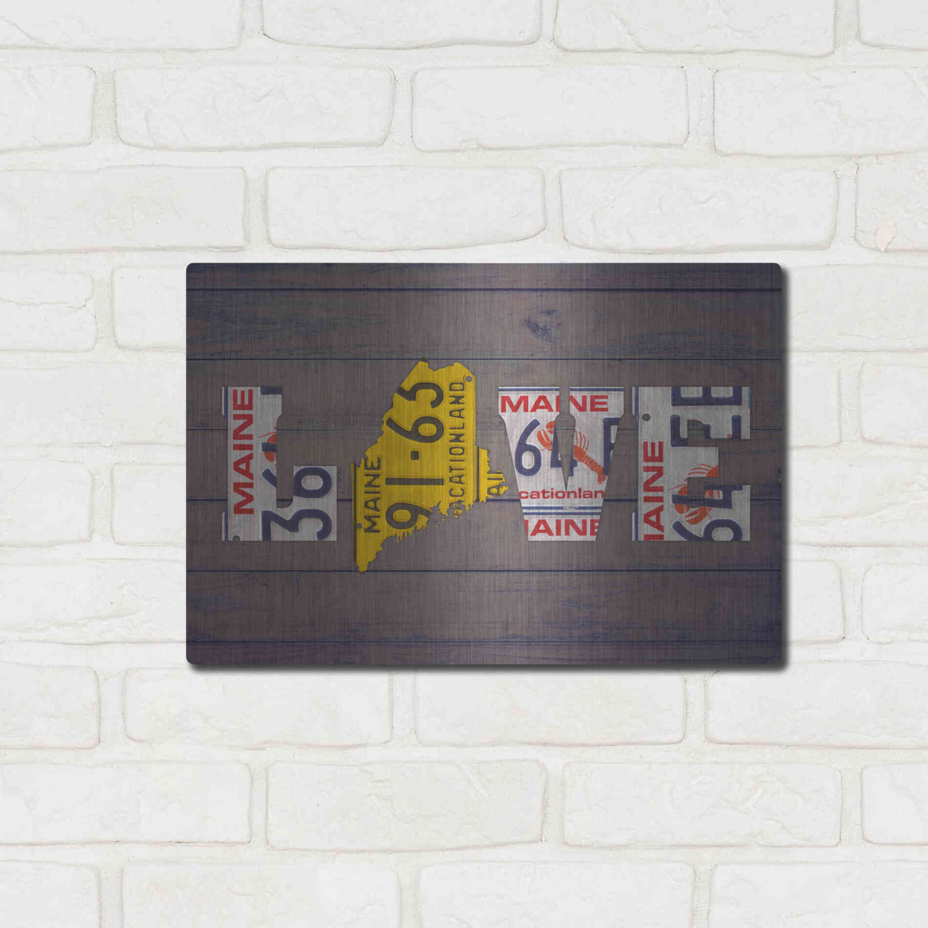 Luxe Metal Art 'ME State Love' by Design Turnpike, Metal Wall Art,16x12