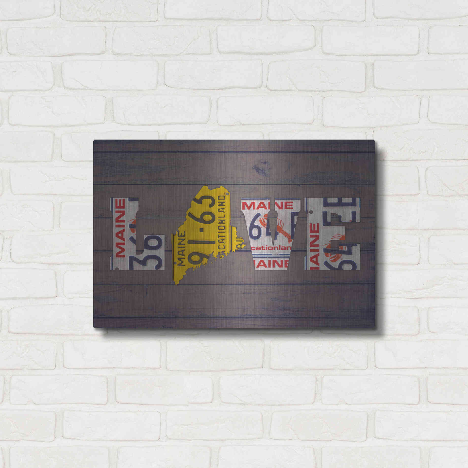 Luxe Metal Art 'ME State Love' by Design Turnpike, Metal Wall Art,24x16