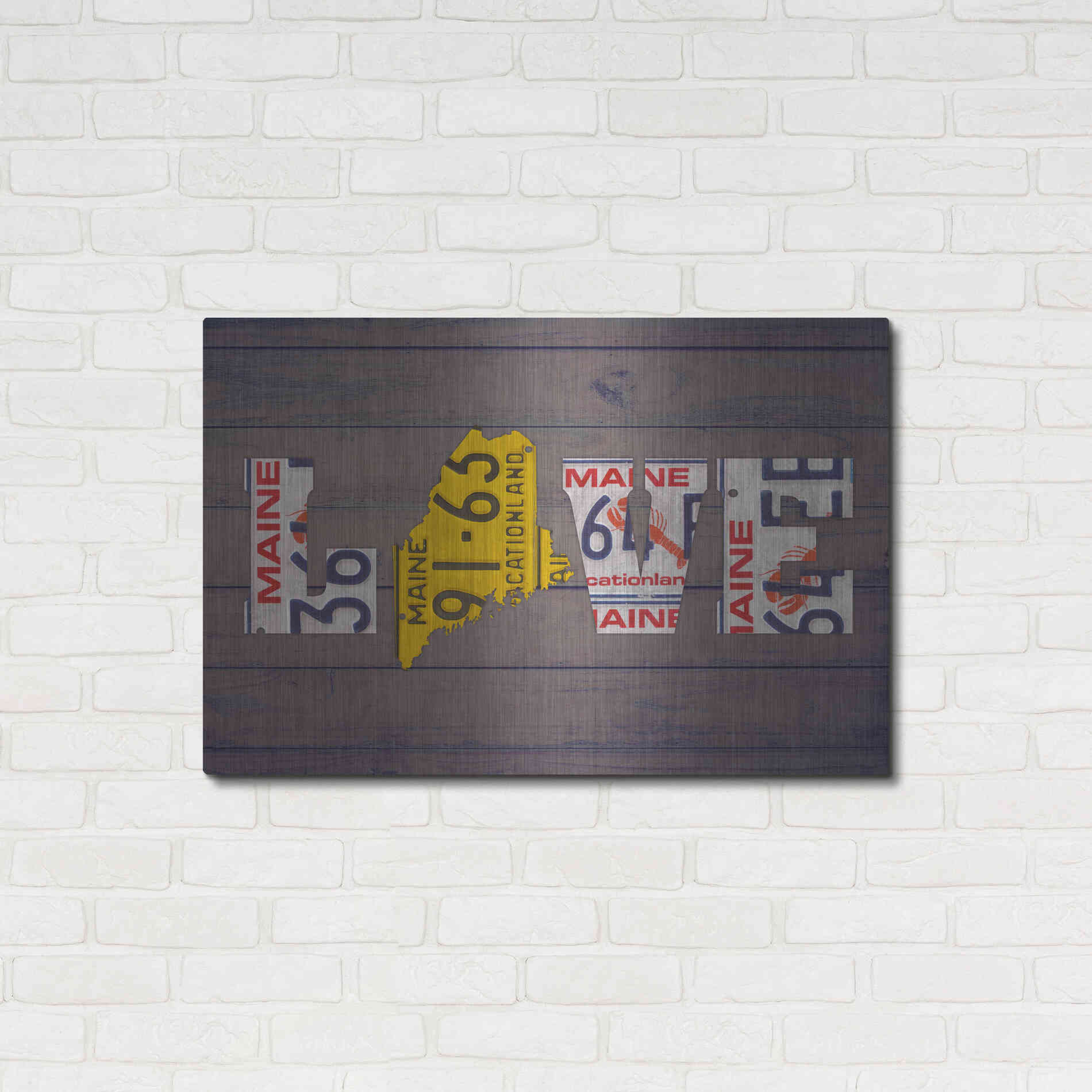 Luxe Metal Art 'ME State Love' by Design Turnpike, Metal Wall Art,36x24