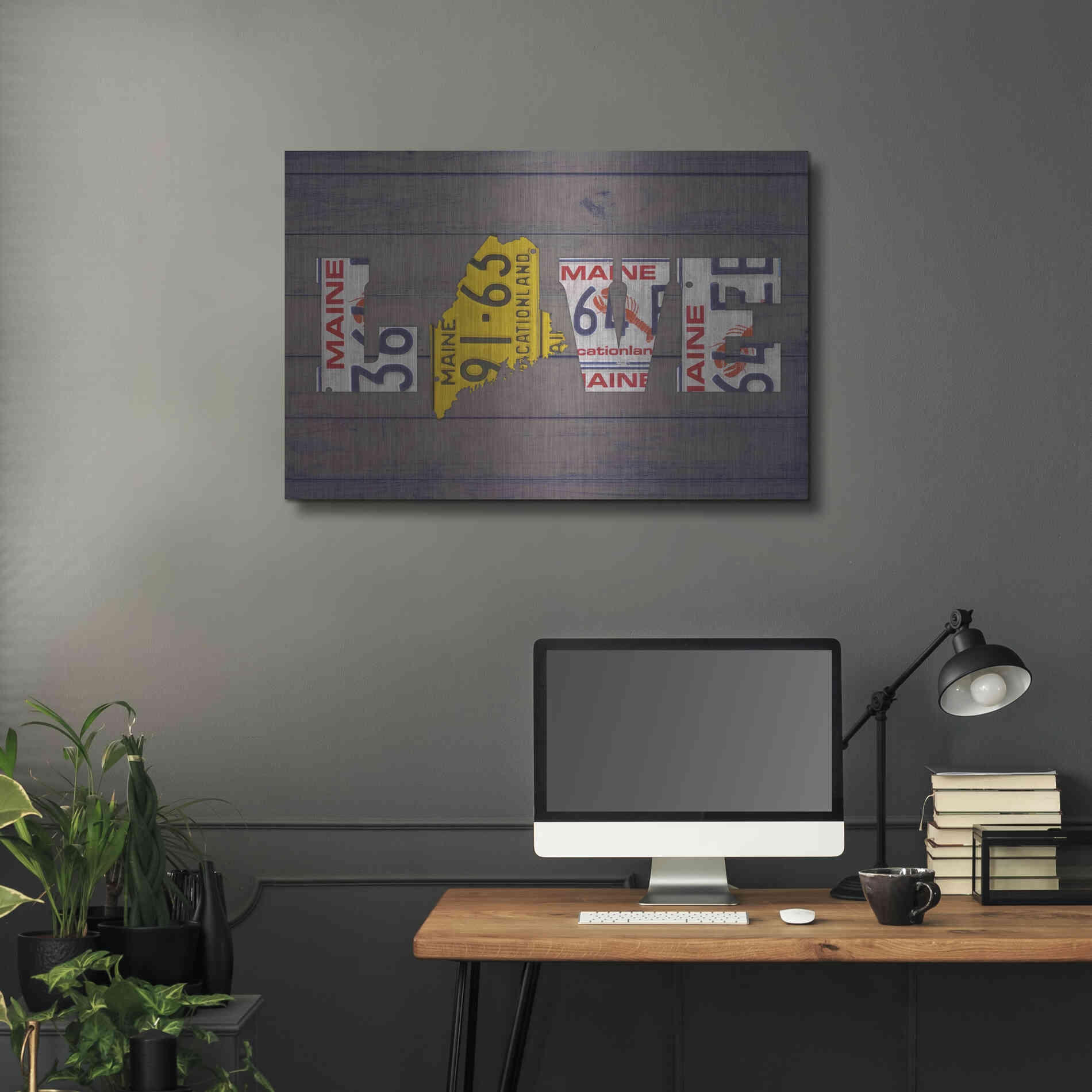 Luxe Metal Art 'ME State Love' by Design Turnpike, Metal Wall Art,36x24