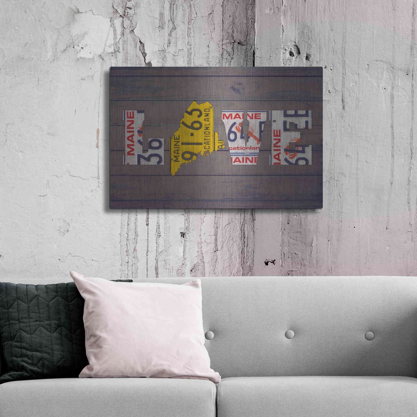 Luxe Metal Art 'ME State Love' by Design Turnpike, Metal Wall Art,36x24