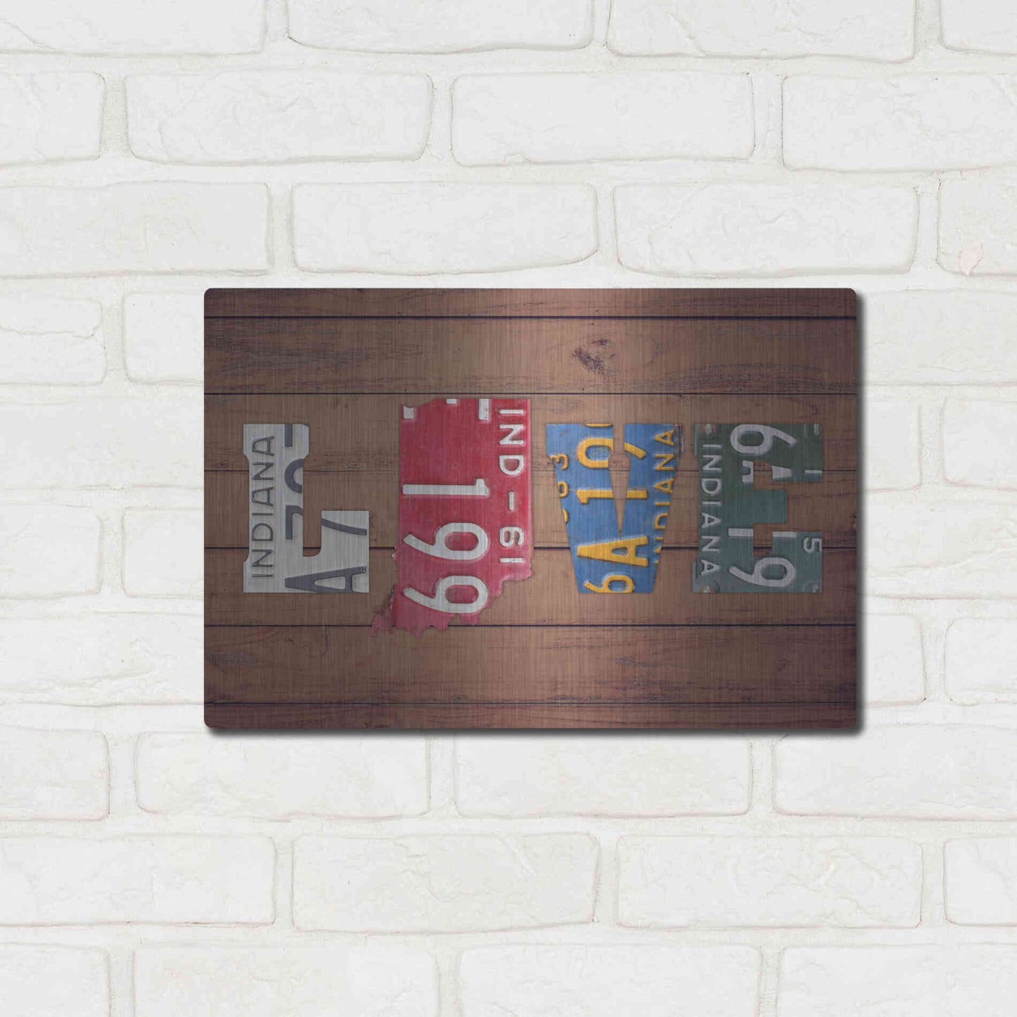 Luxe Metal Art 'IN State Love' by Design Turnpike, Metal Wall Art,16x12
