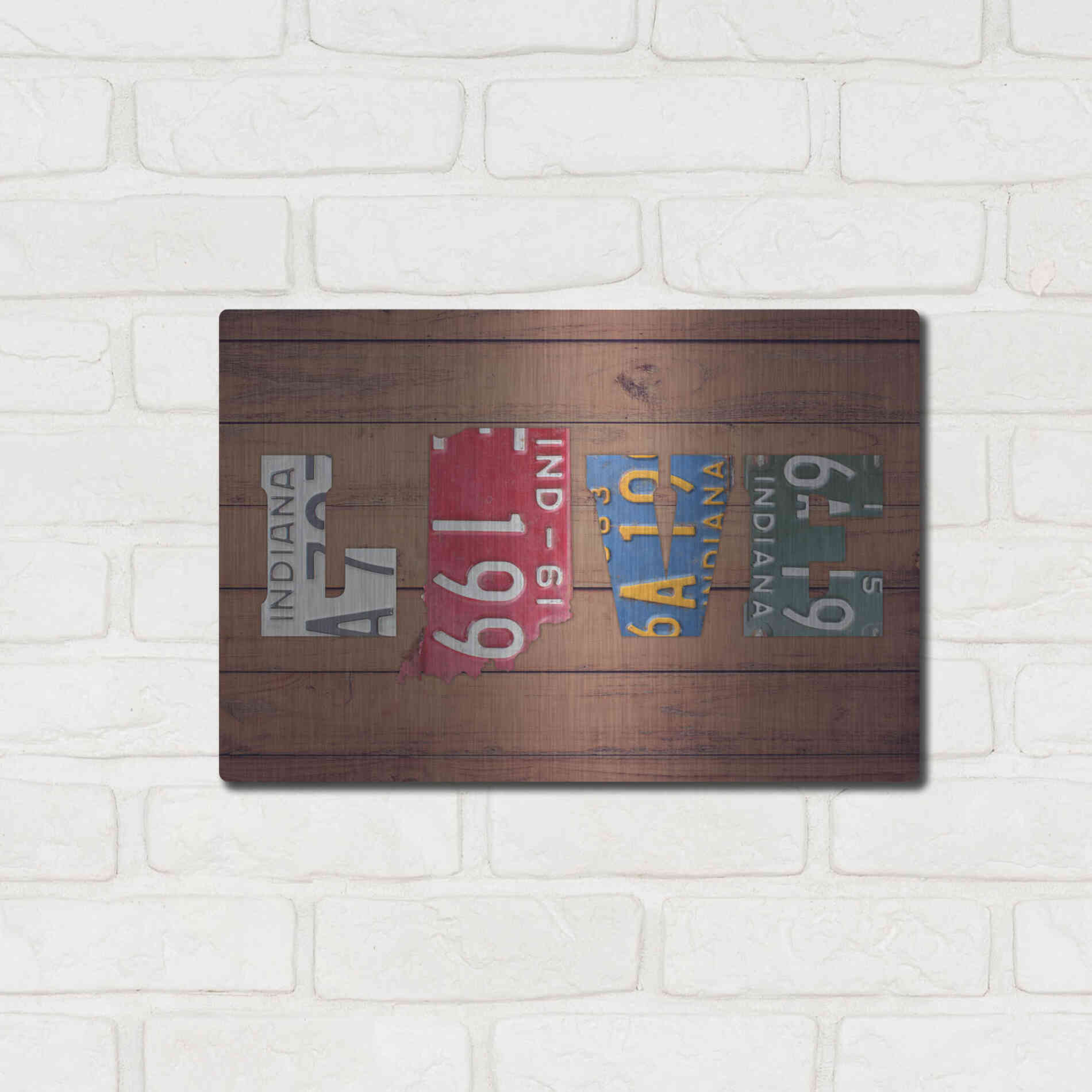 Luxe Metal Art 'IN State Love' by Design Turnpike, Metal Wall Art,16x12