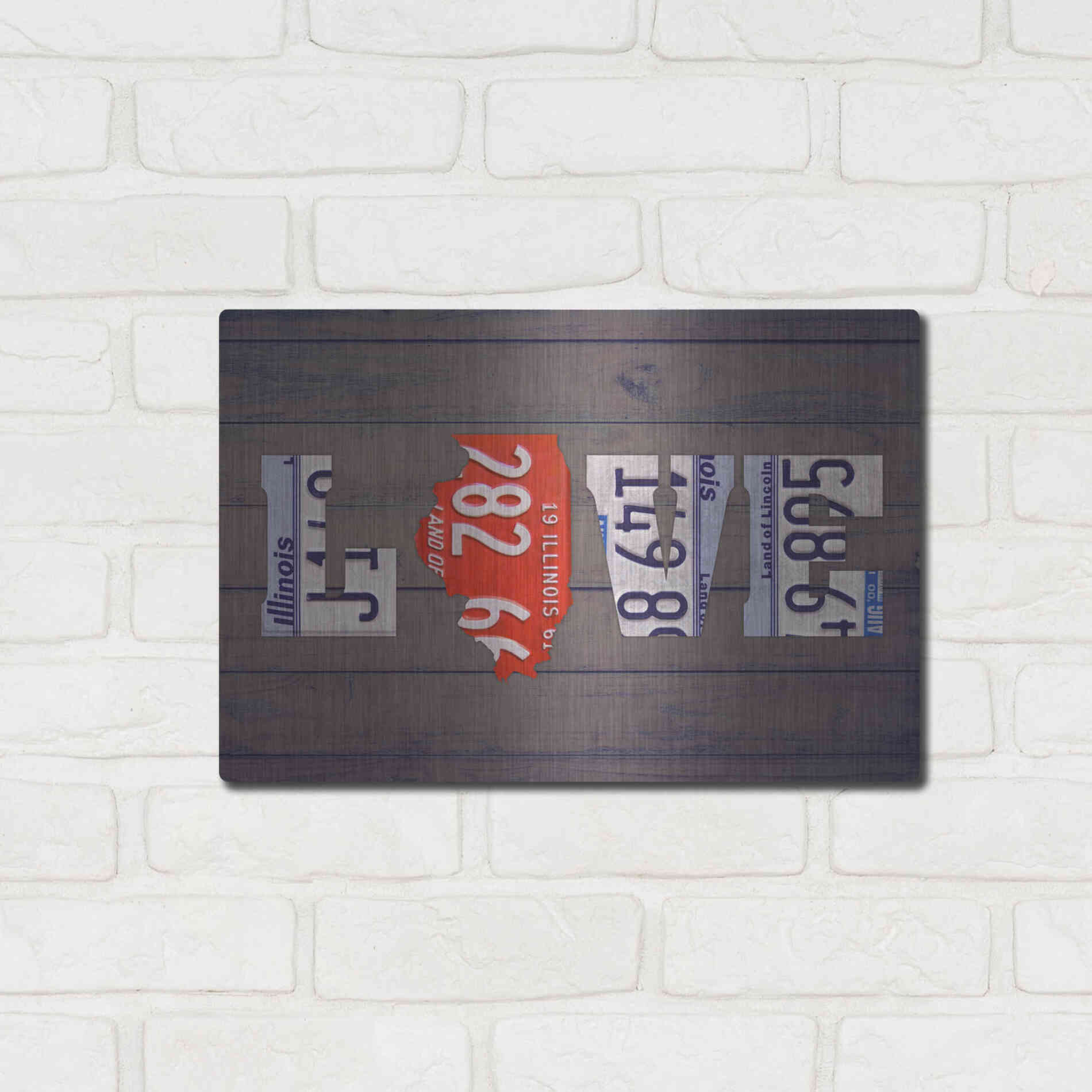 Luxe Metal Art 'IL State Love' by Design Turnpike, Metal Wall Art,16x12