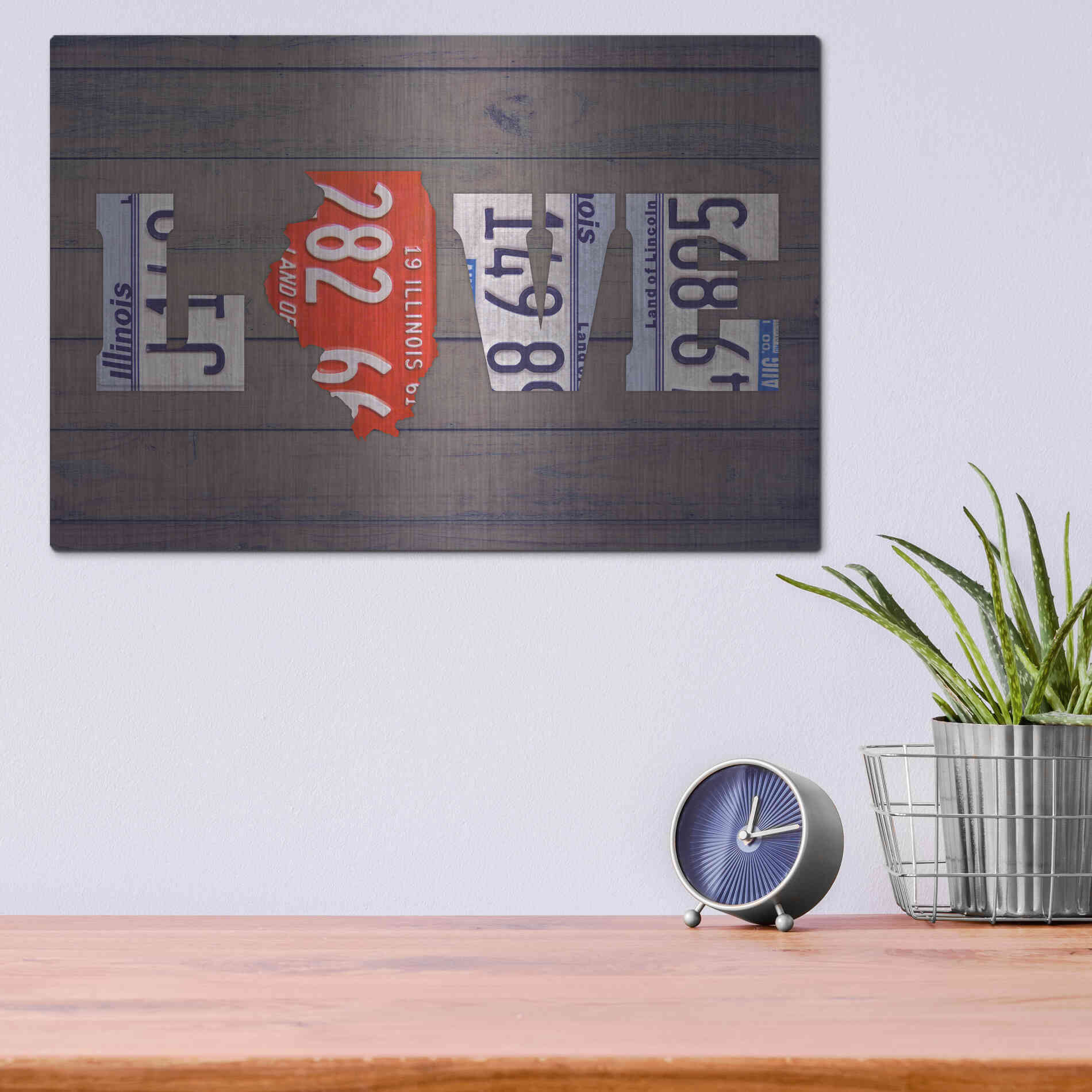 Luxe Metal Art 'IL State Love' by Design Turnpike, Metal Wall Art,16x12