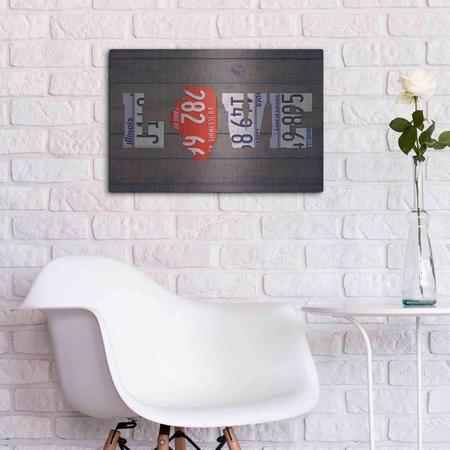 Luxe Metal Art 'IL State Love' by Design Turnpike, Metal Wall Art,24x16