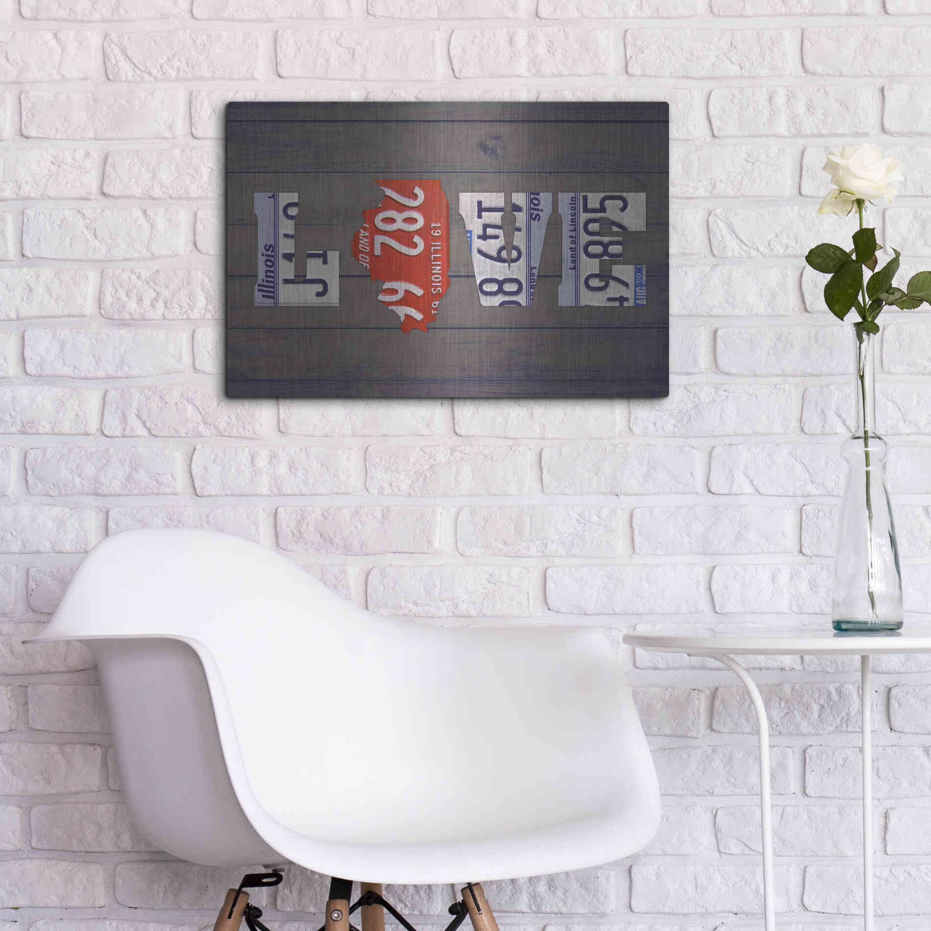 Luxe Metal Art 'IL State Love' by Design Turnpike, Metal Wall Art,24x16
