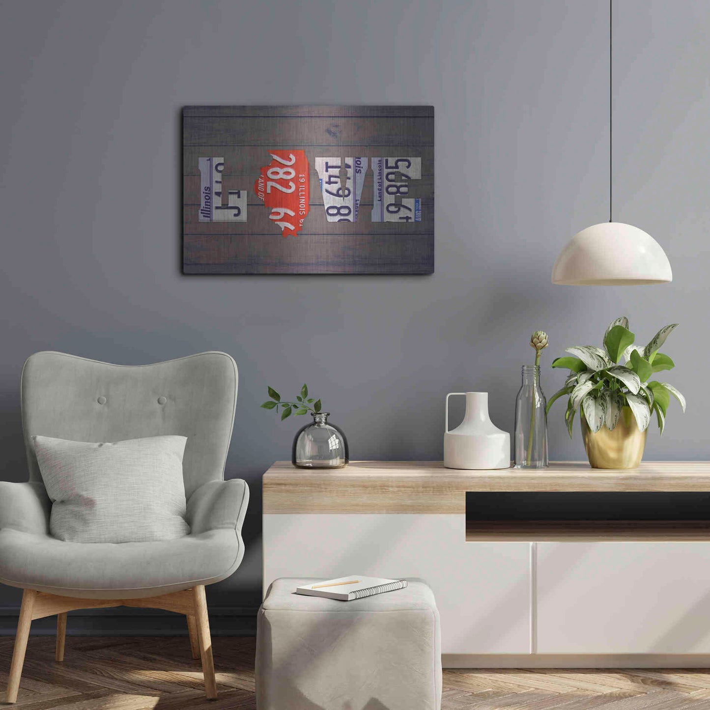 Luxe Metal Art 'IL State Love' by Design Turnpike, Metal Wall Art,24x16