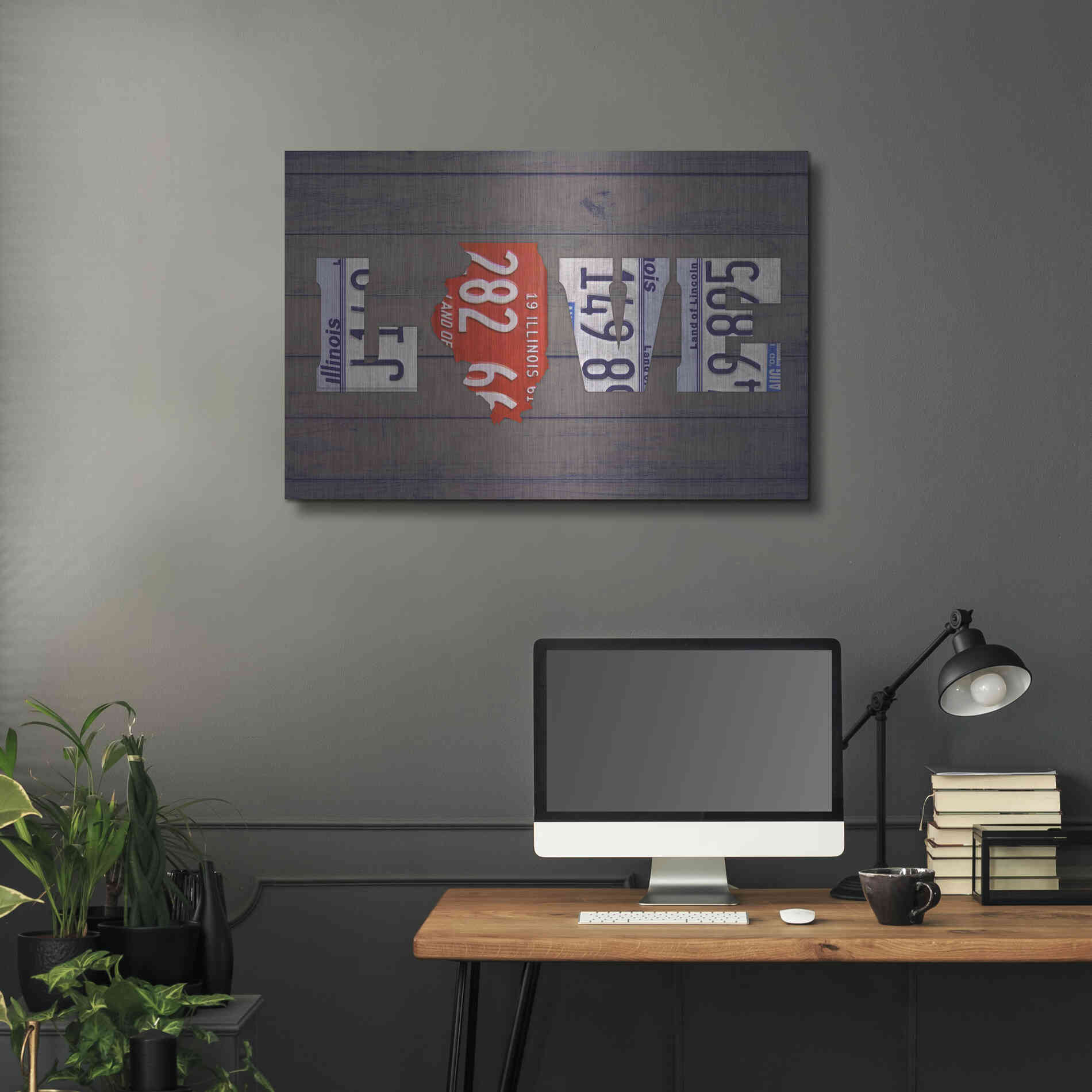 Luxe Metal Art 'IL State Love' by Design Turnpike, Metal Wall Art,36x24