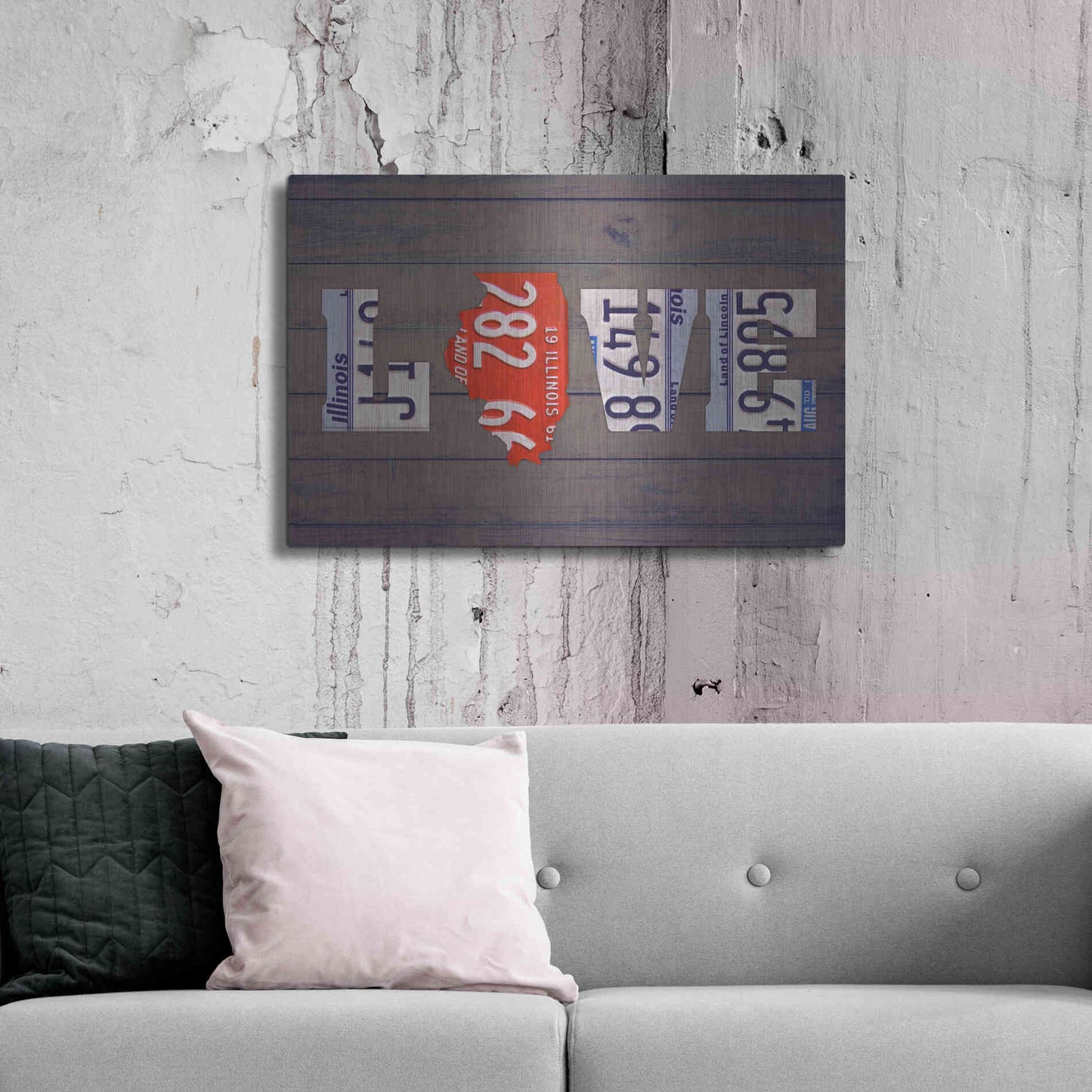 Luxe Metal Art 'IL State Love' by Design Turnpike, Metal Wall Art,36x24