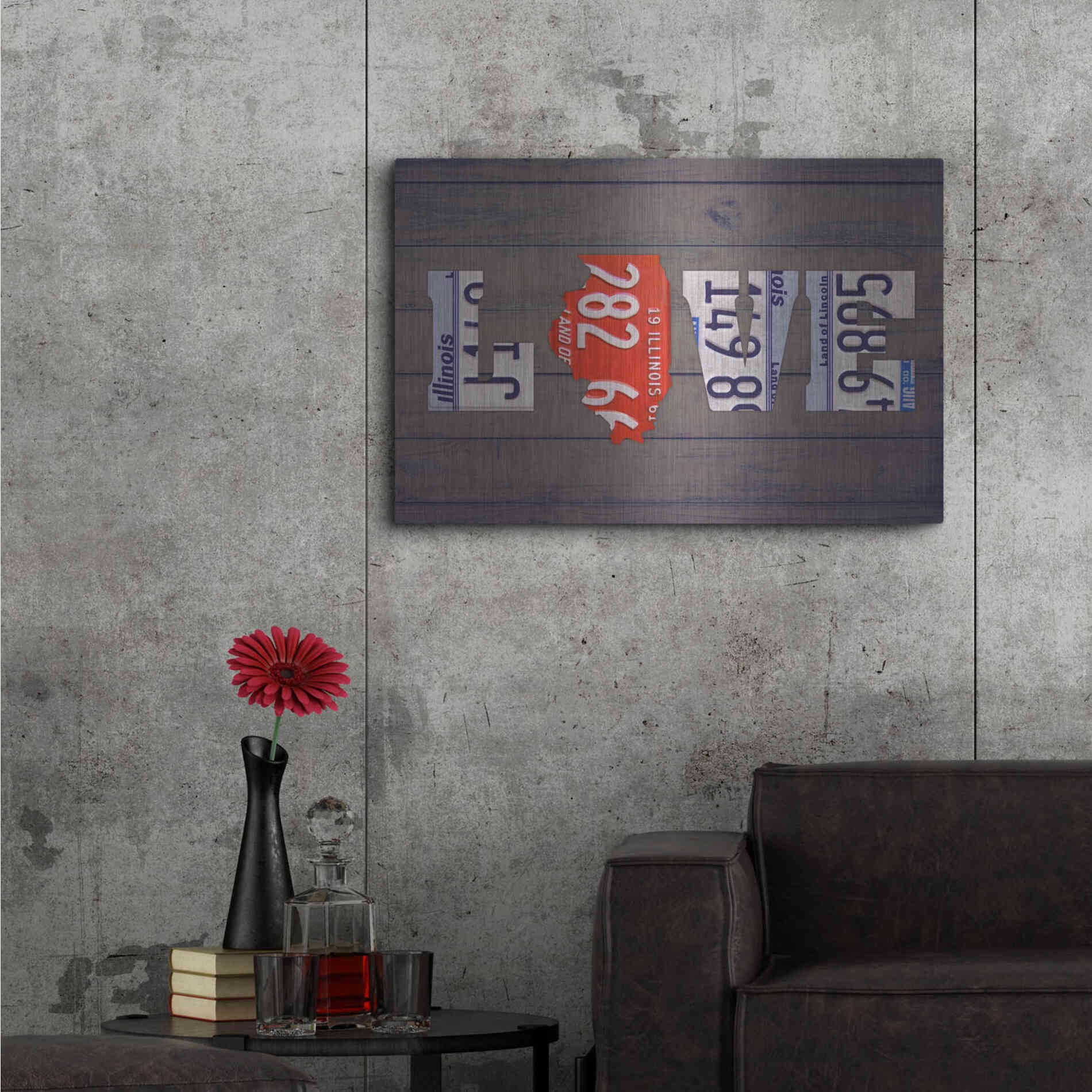Luxe Metal Art 'IL State Love' by Design Turnpike, Metal Wall Art,36x24