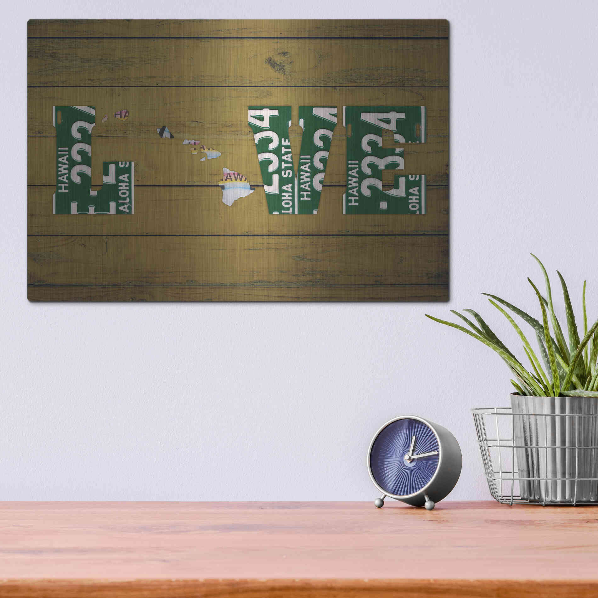 Luxe Metal Art 'HI State Love' by Design Turnpike, Metal Wall Art,16x12