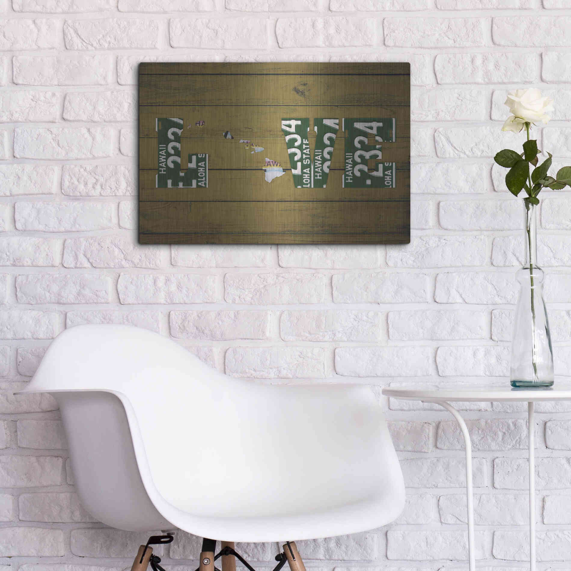 Luxe Metal Art 'HI State Love' by Design Turnpike, Metal Wall Art,24x16