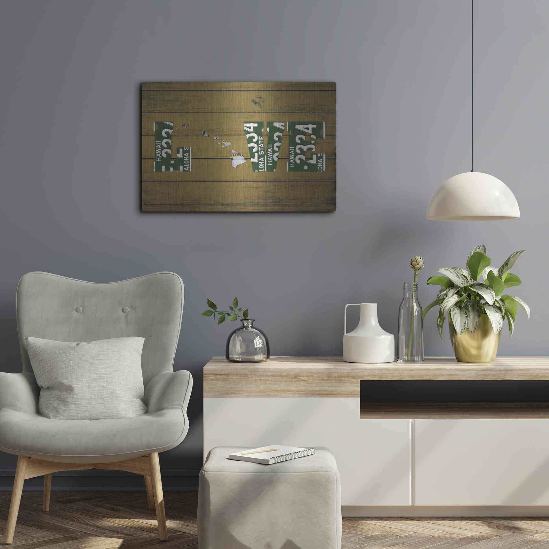 Luxe Metal Art 'HI State Love' by Design Turnpike, Metal Wall Art,24x16