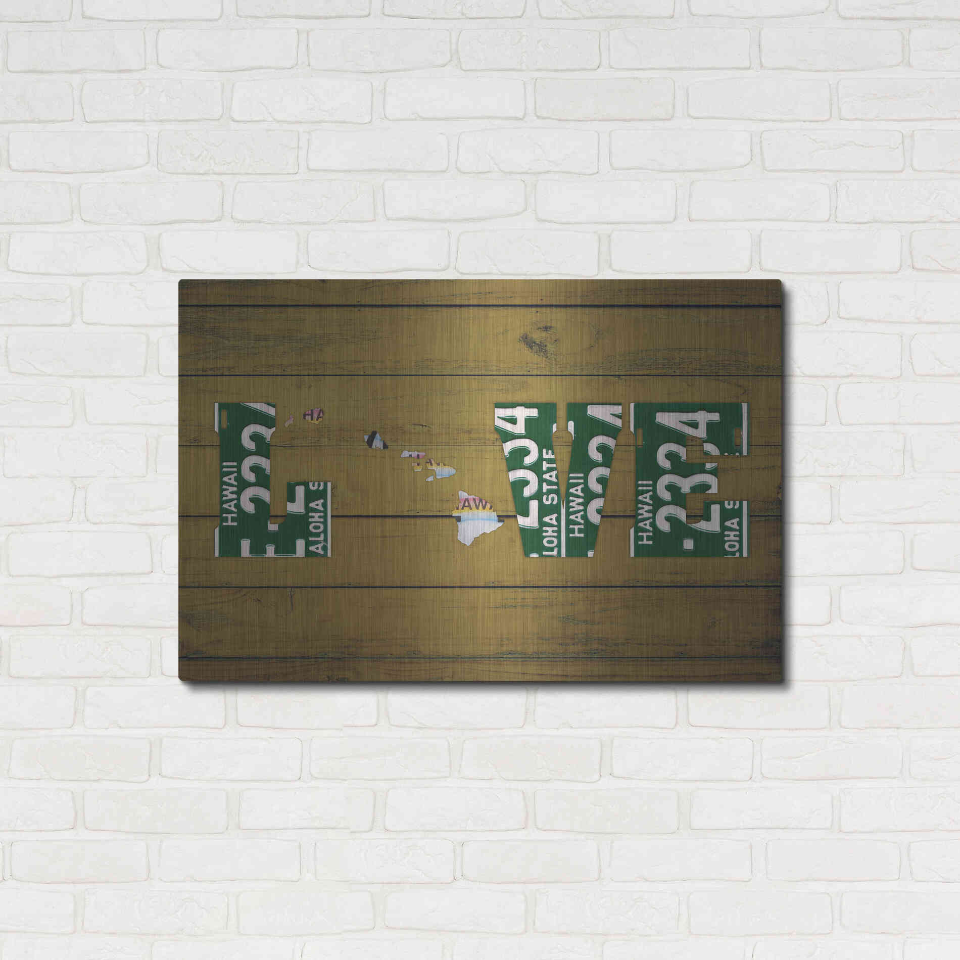 Luxe Metal Art 'HI State Love' by Design Turnpike, Metal Wall Art,36x24