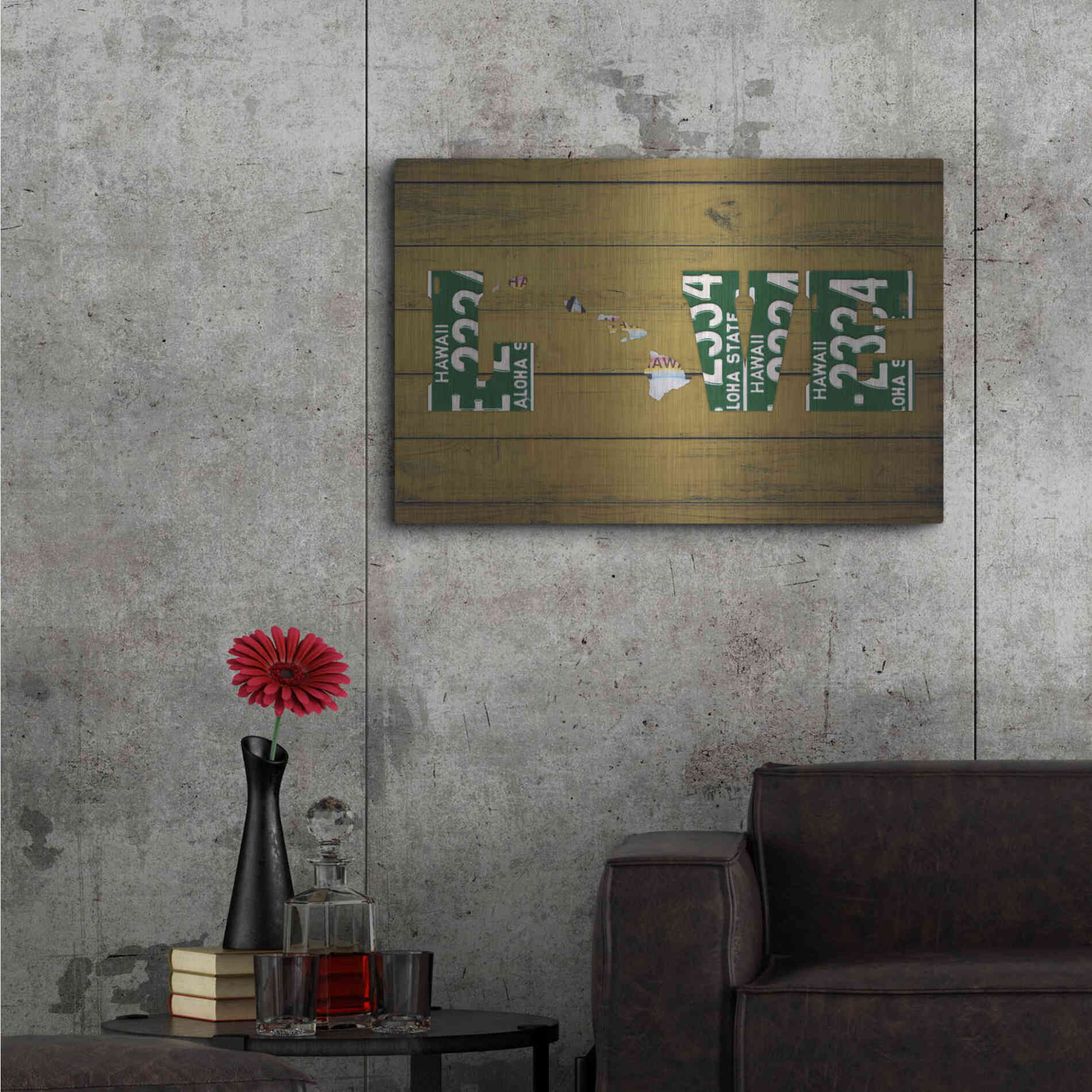 Luxe Metal Art 'HI State Love' by Design Turnpike, Metal Wall Art,36x24