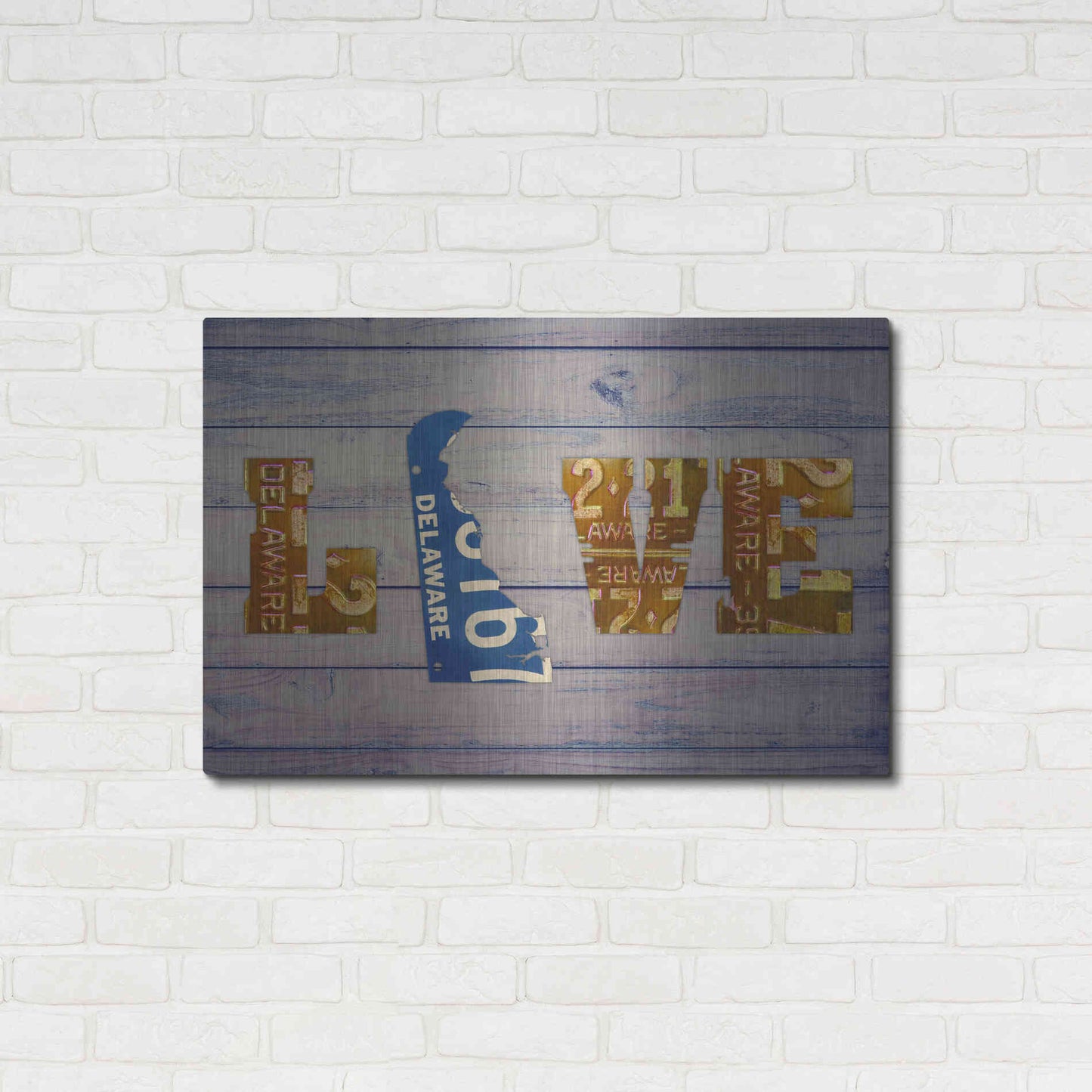 Luxe Metal Art 'DE State Love' by Design Turnpike, Metal Wall Art,36x24