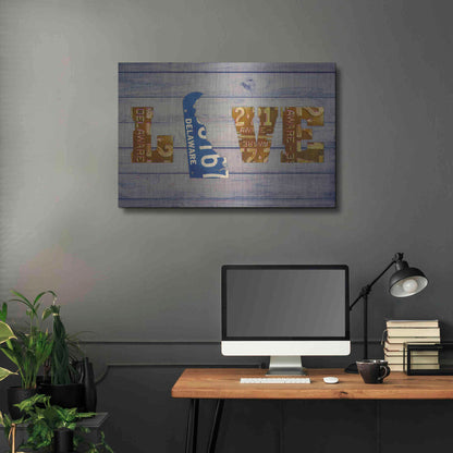 Luxe Metal Art 'DE State Love' by Design Turnpike, Metal Wall Art,36x24