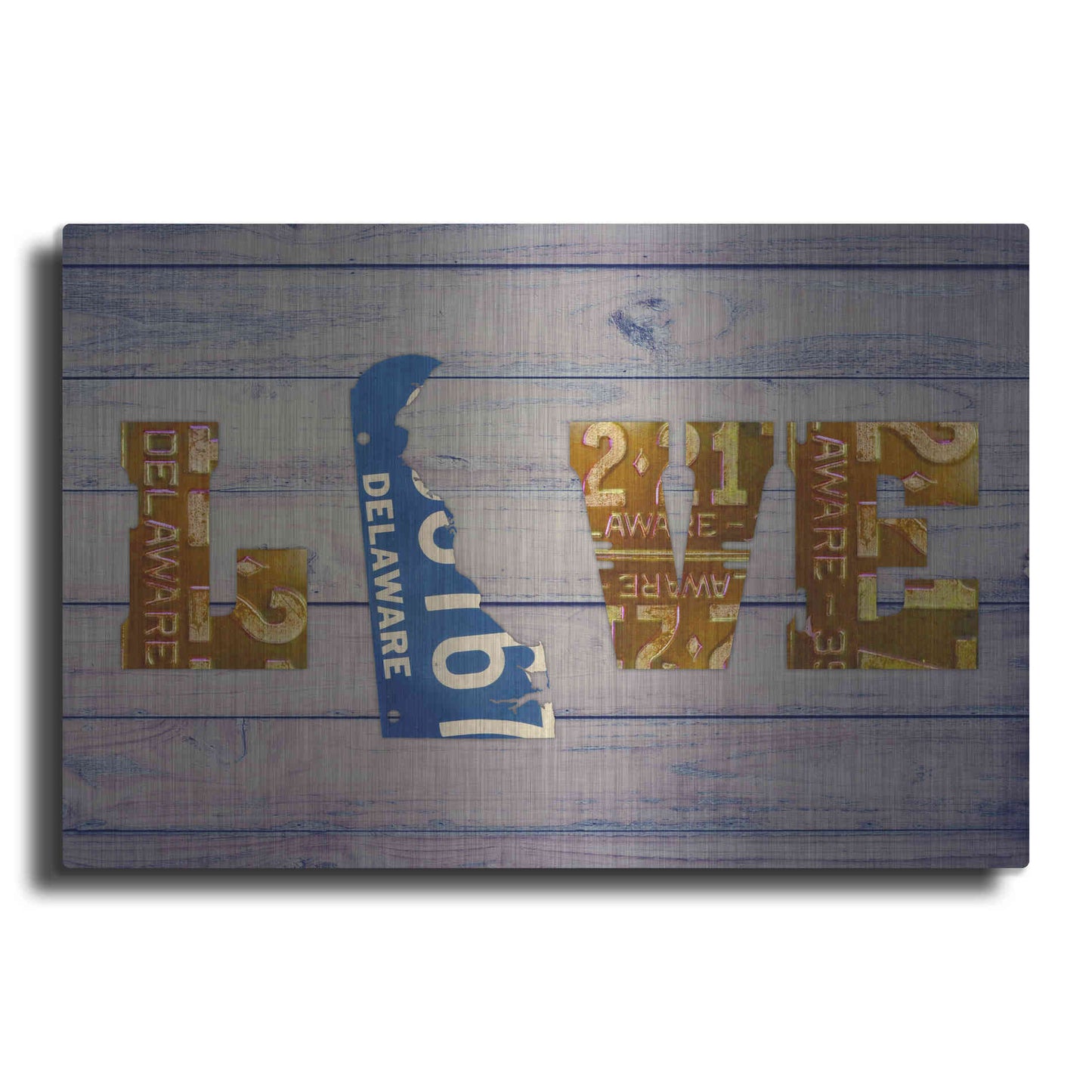 Luxe Metal Art 'DE State Love' by Design Turnpike, Metal Wall Art