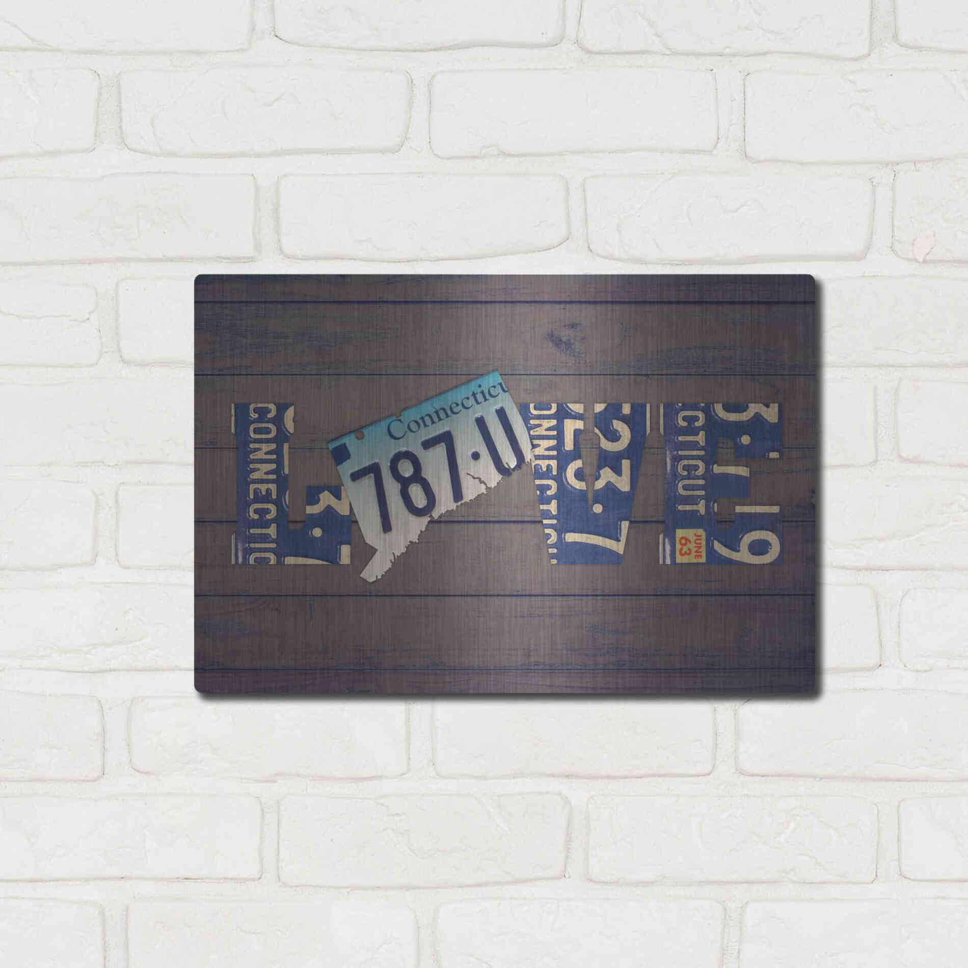 Luxe Metal Art 'CT State Love' by Design Turnpike, Metal Wall Art,16x12