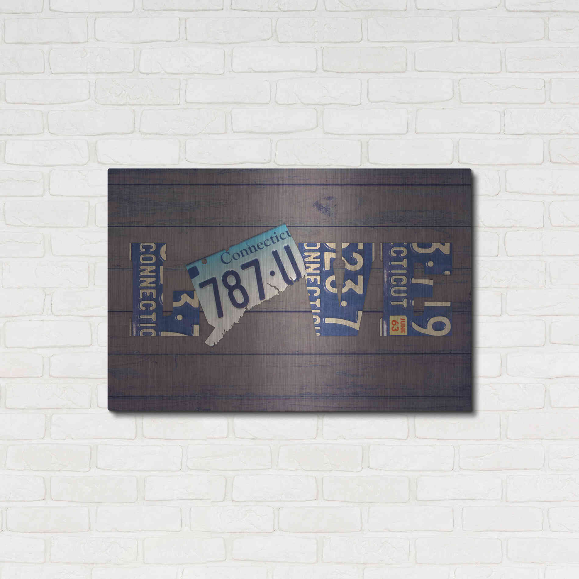 Luxe Metal Art 'CT State Love' by Design Turnpike, Metal Wall Art,36x24