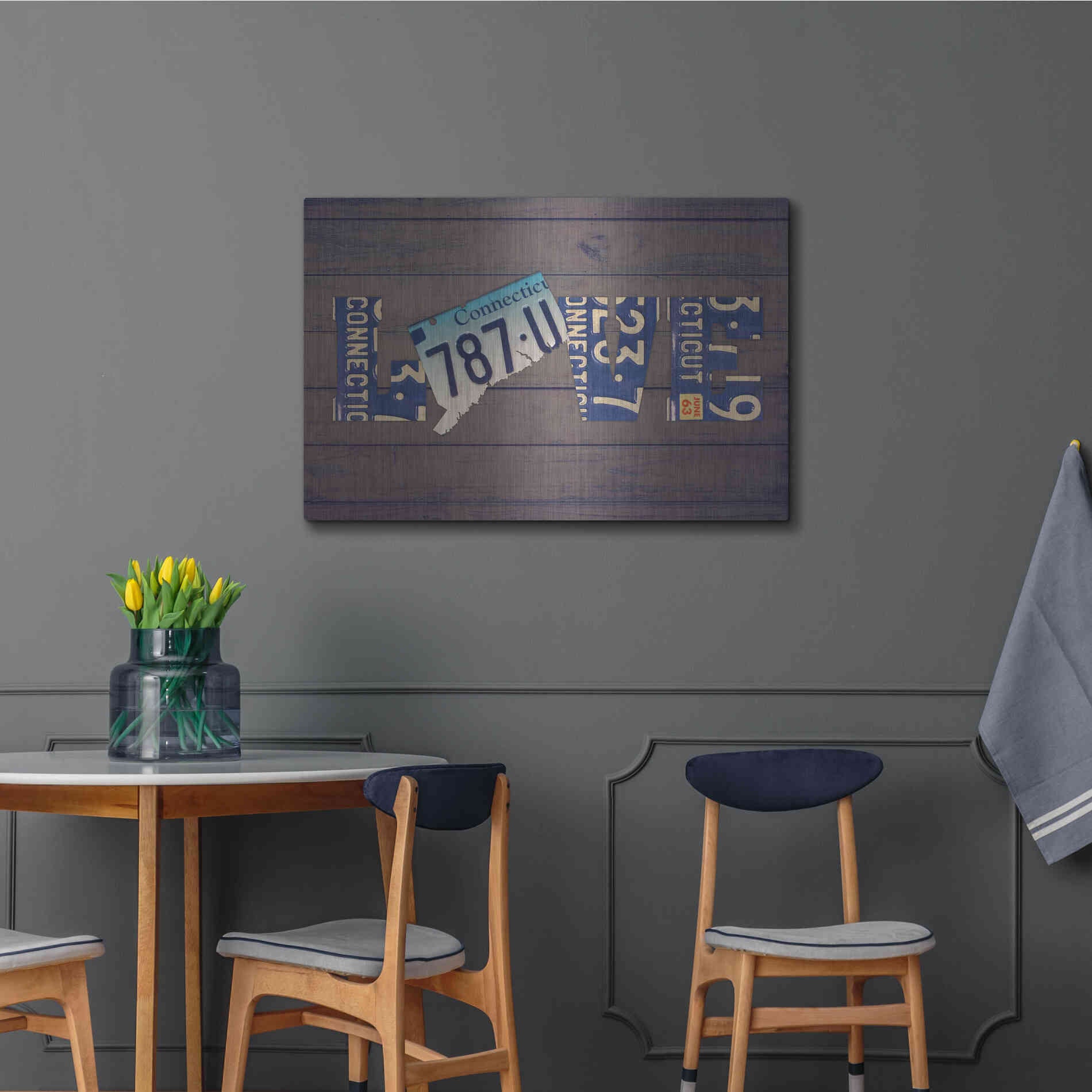 Luxe Metal Art 'CT State Love' by Design Turnpike, Metal Wall Art,36x24