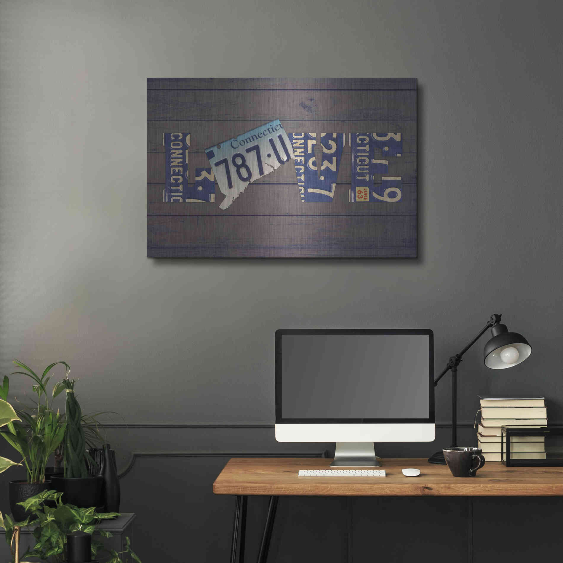 Luxe Metal Art 'CT State Love' by Design Turnpike, Metal Wall Art,36x24