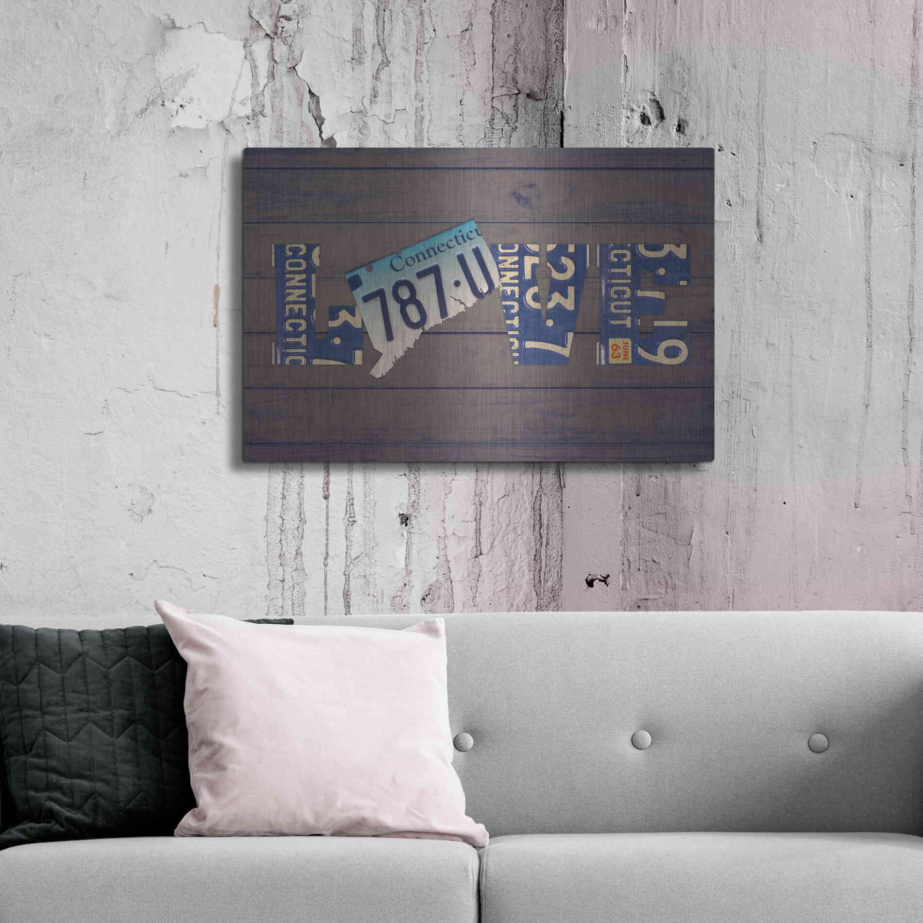 Luxe Metal Art 'CT State Love' by Design Turnpike, Metal Wall Art,36x24