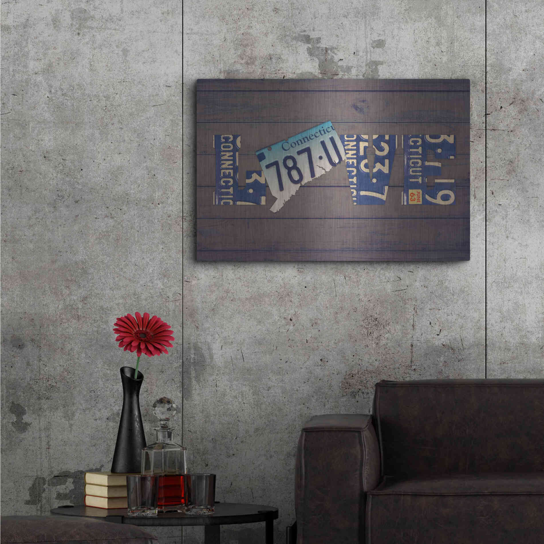Luxe Metal Art 'CT State Love' by Design Turnpike, Metal Wall Art,36x24