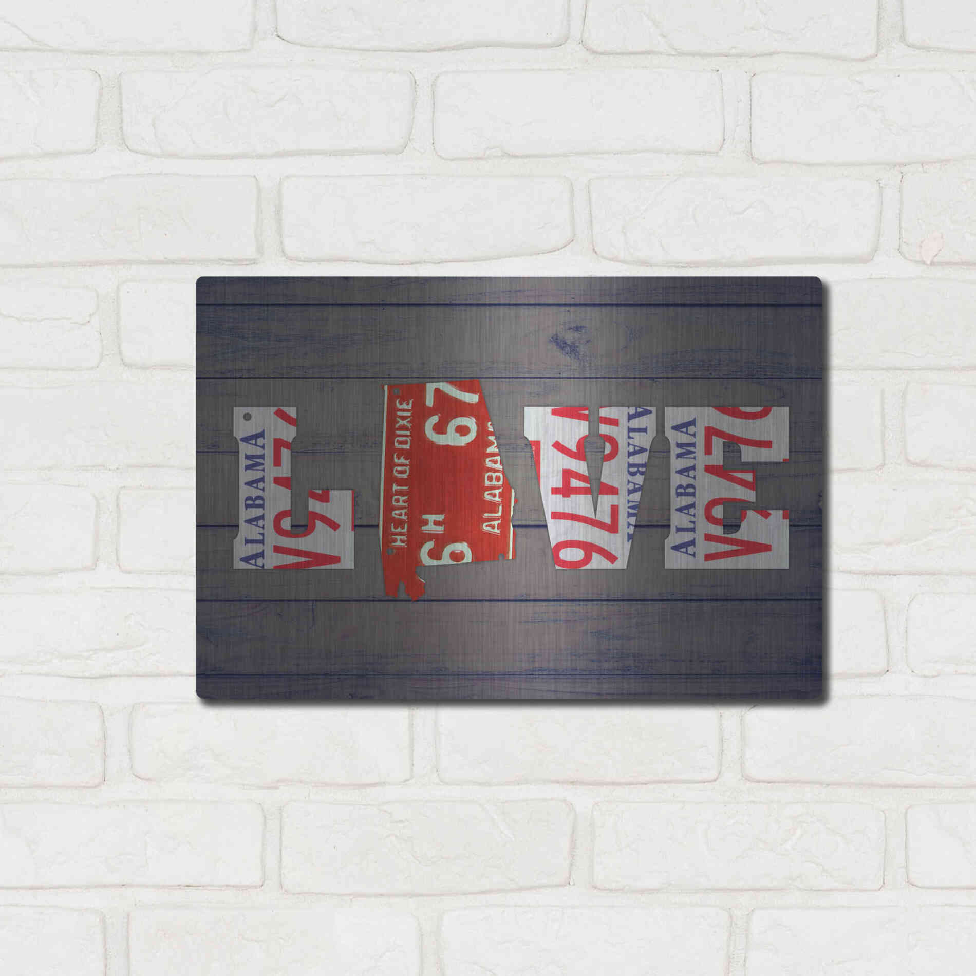 Luxe Metal Art 'AL State Love' by Design Turnpike, Metal Wall Art,16x12