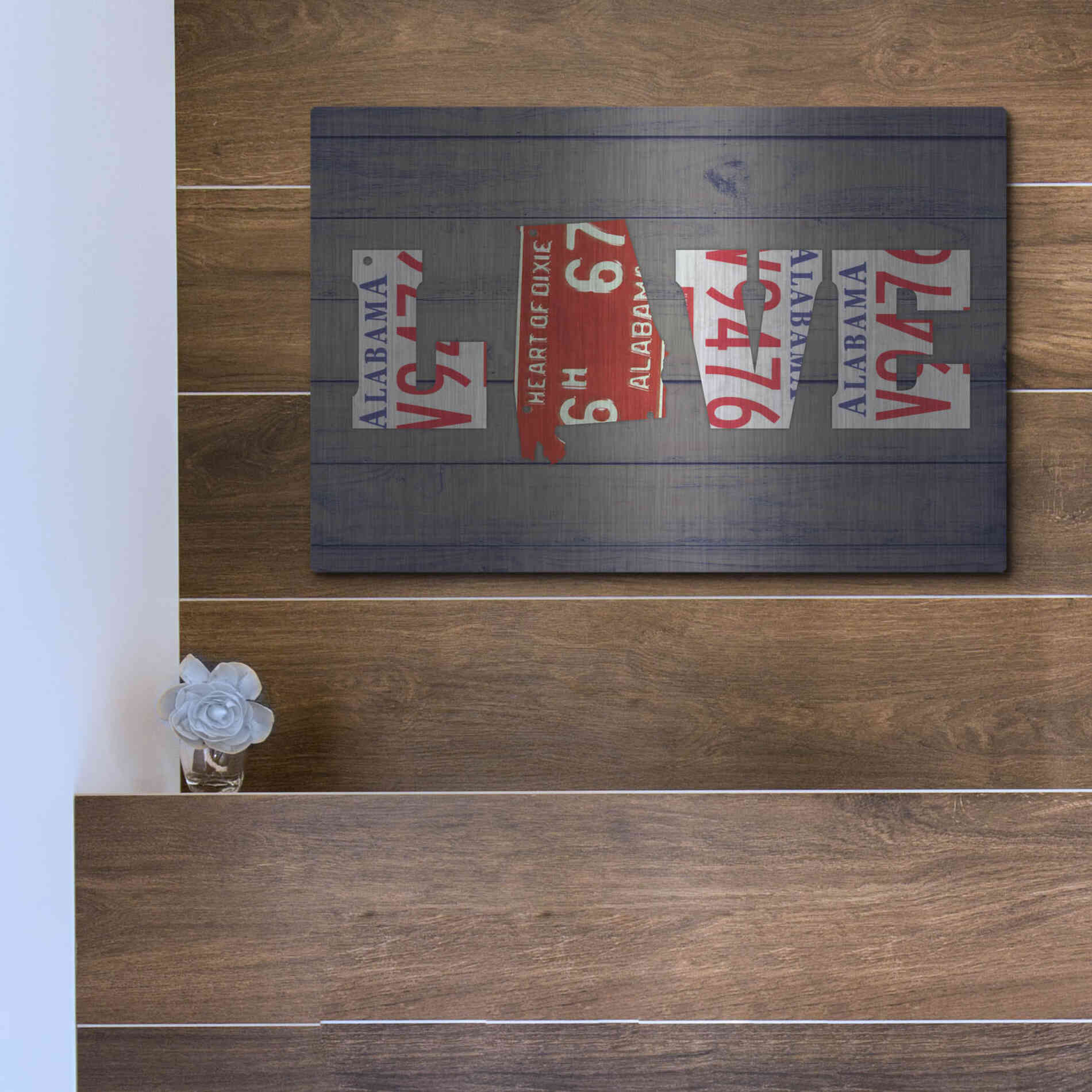 Luxe Metal Art 'AL State Love' by Design Turnpike, Metal Wall Art,16x12