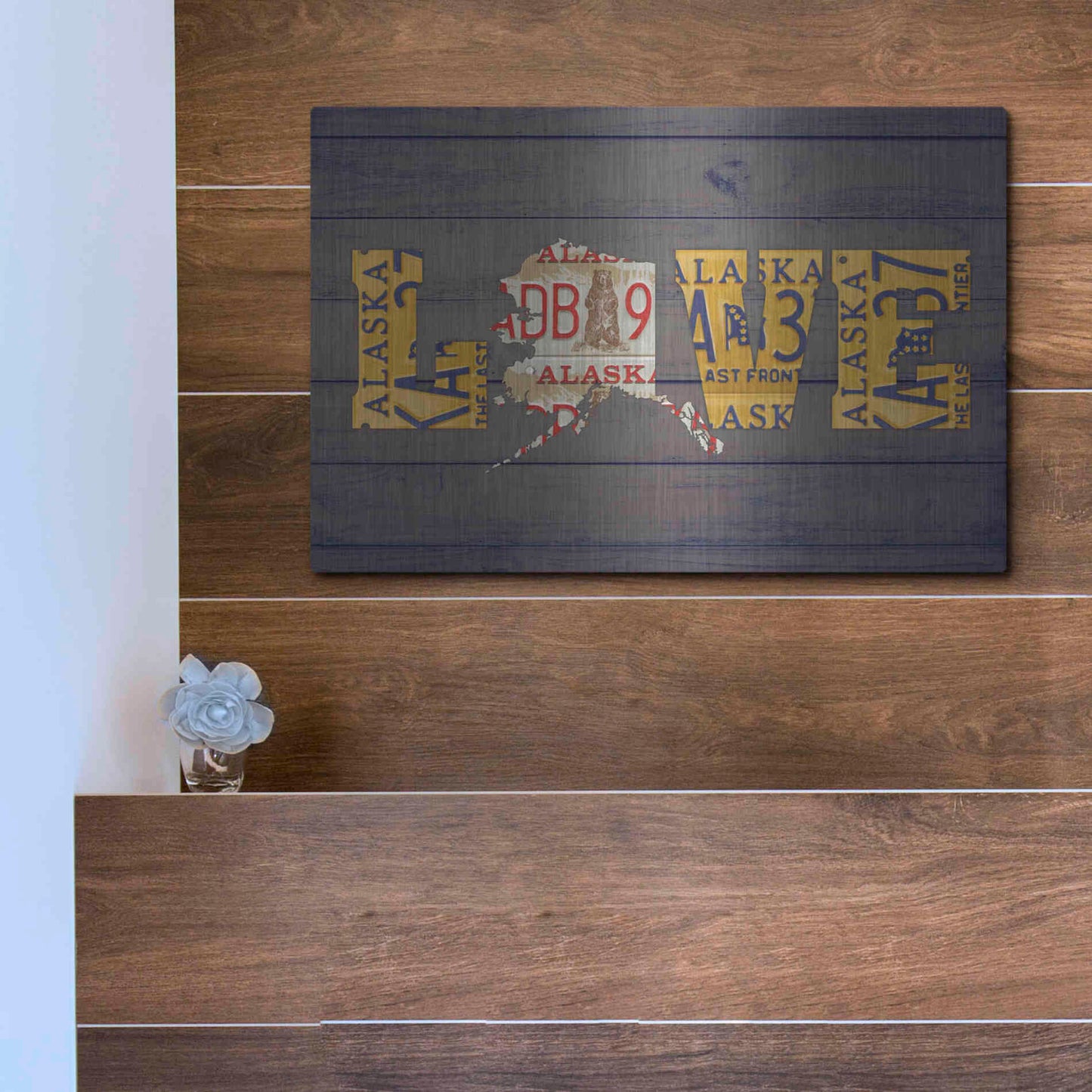 Luxe Metal Art 'AK State Love' by Design Turnpike, Metal Wall Art,16x12