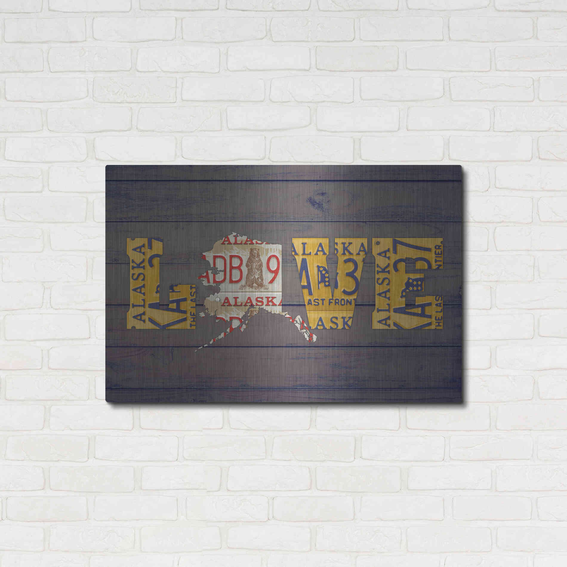 Luxe Metal Art 'AK State Love' by Design Turnpike, Metal Wall Art,36x24