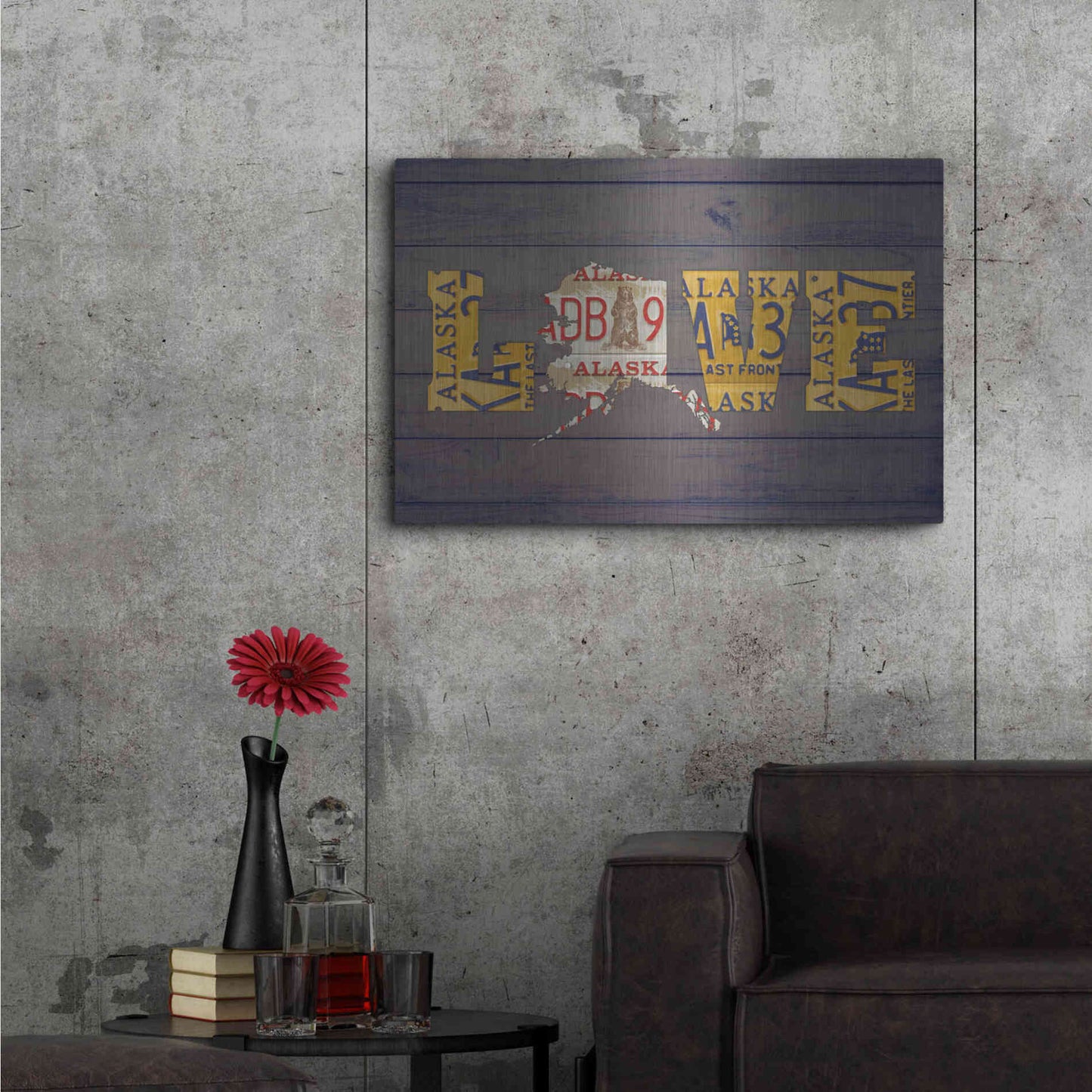 Luxe Metal Art 'AK State Love' by Design Turnpike, Metal Wall Art,36x24