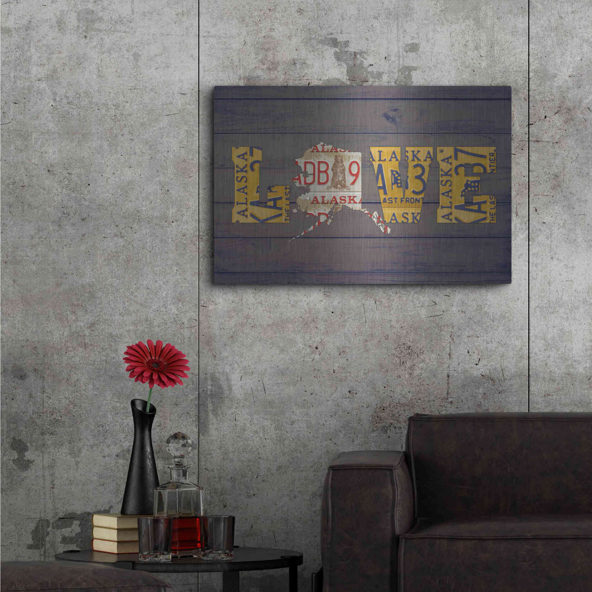 Luxe Metal Art 'AK State Love' by Design Turnpike, Metal Wall Art,36x24