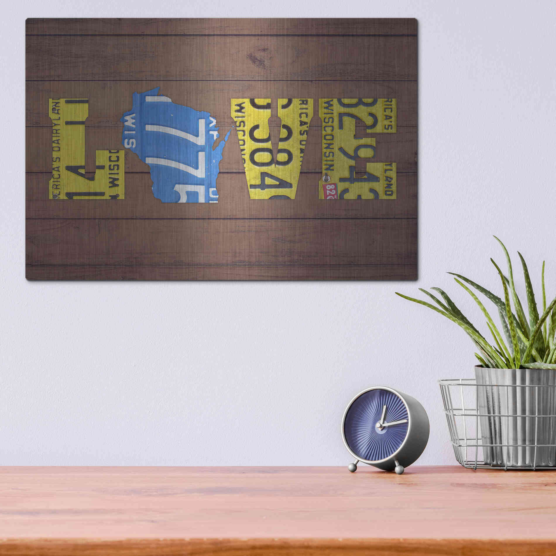 Luxe Metal Art 'WI State Love' by Design Turnpike, Metal Wall Art,16x12