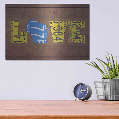 Luxe Metal Art 'WI State Love' by Design Turnpike, Metal Wall Art,16x12