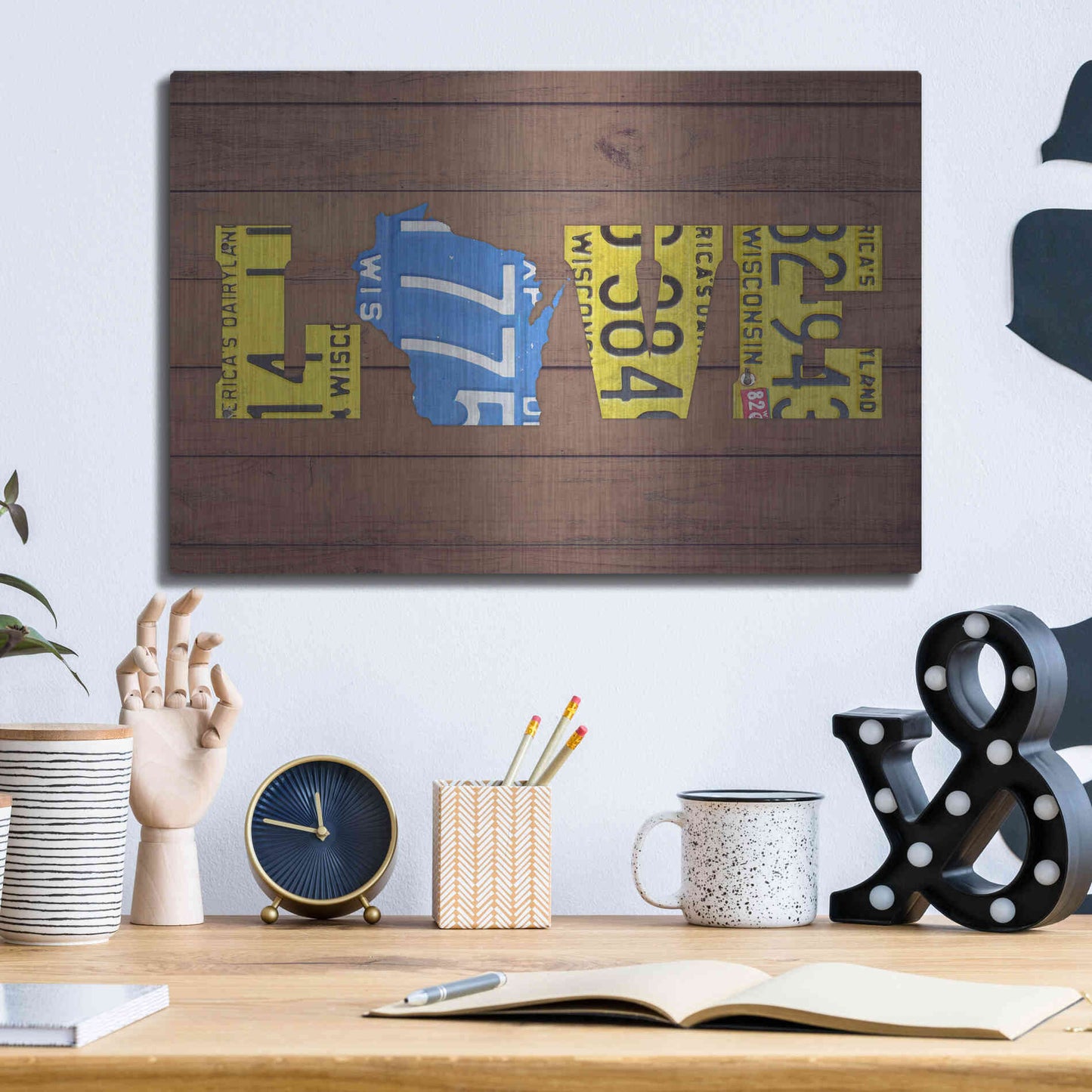 Luxe Metal Art 'WI State Love' by Design Turnpike, Metal Wall Art,16x12